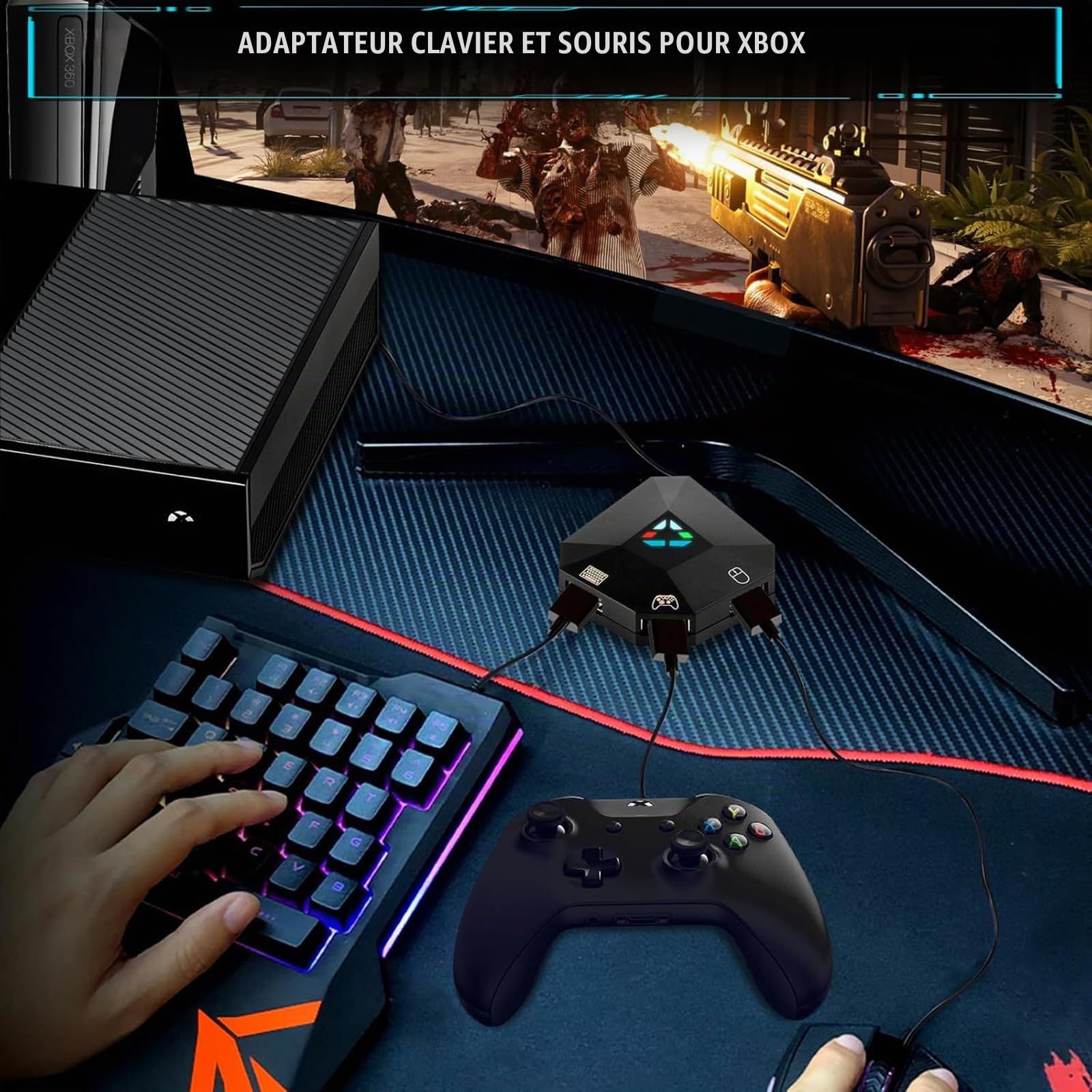 arVin Adaptateur clavier et souris pour Nintendo Switch, convertisseur clavier et souris filaire pour PS4/PS3/Xbox One/Xbox 360 Console, adaptateur supportant le mappage personnalisé