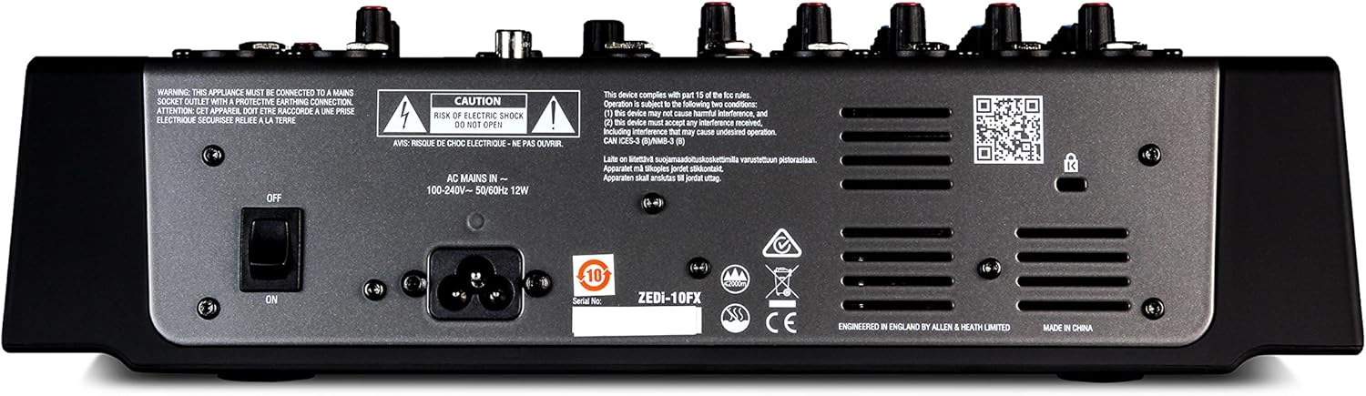 Allen & Heath ZEDi-10FX Compact Hybrid Audio Mixer rear panel