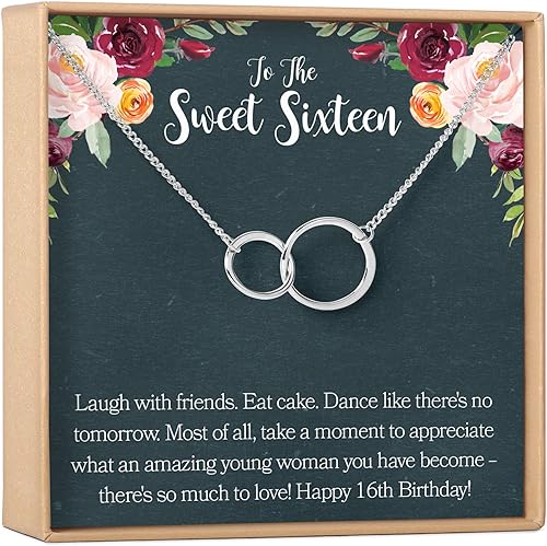 Dear Ava Collar Infinity Sweet Sixteen Colgante de joyería moderna con tarjeta de corazón para mujeres y niñas Regalo perfecto de cumpleaños 16