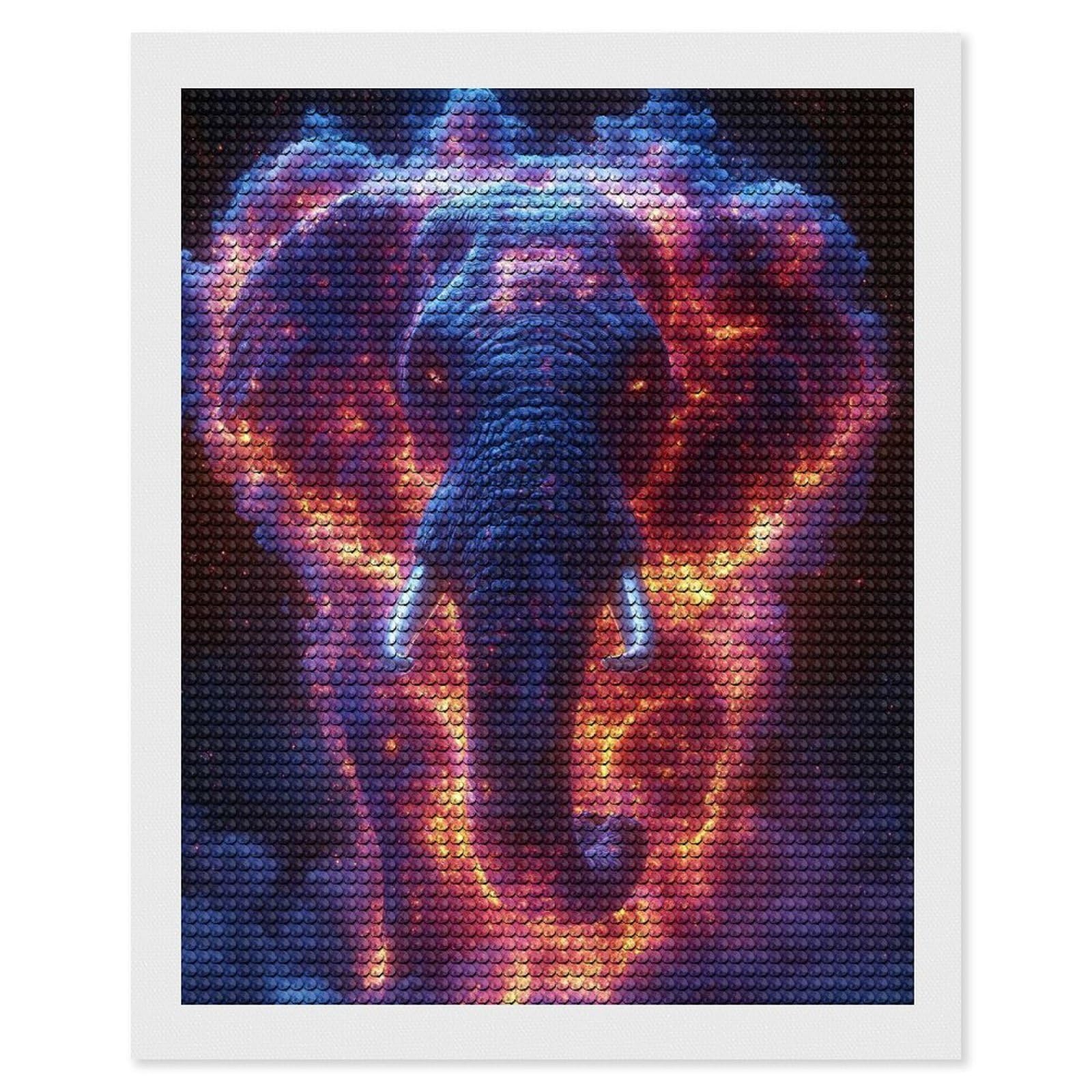 Junmoney Fiery Elephant Nebula DIY Diamond Art Canvas Kit 16"x20", Decorate Your Room, Sparkling Round Gems, Fun Craft Experience, Farmhouse Decor