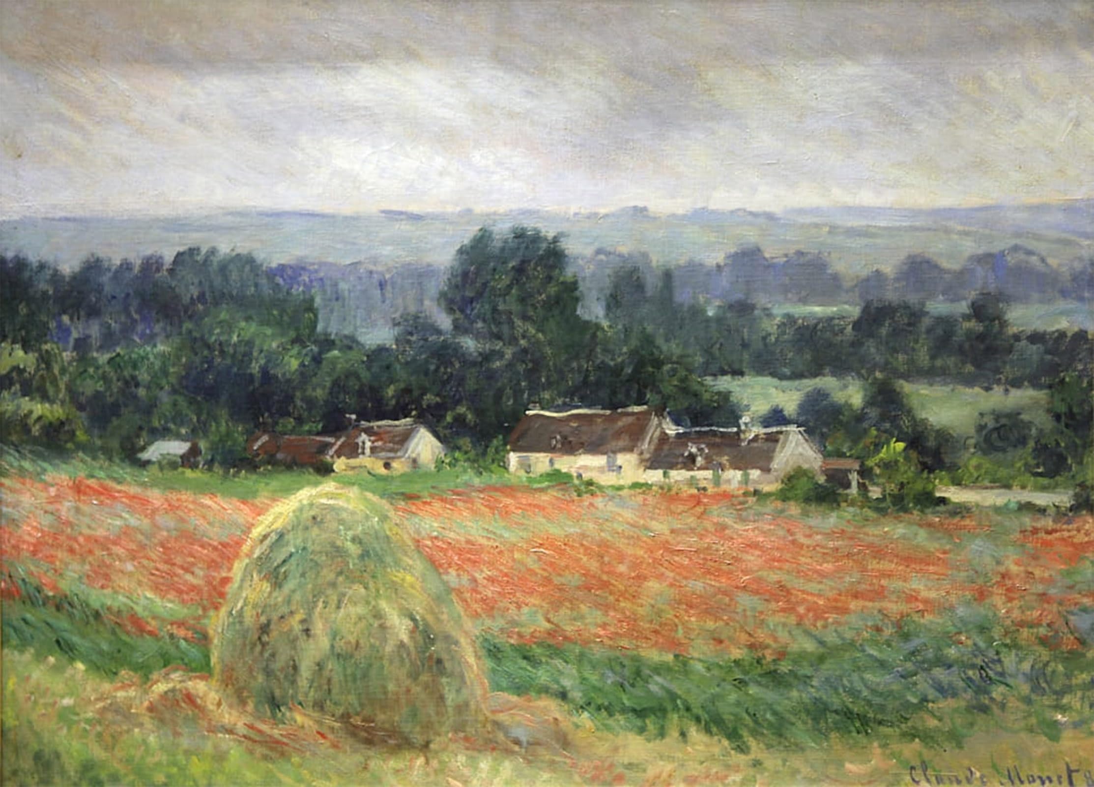 ARTXLXXBN Famous Art Print Poster Vintage Wall Art Haystack At Giverny' by Claude Monet Canvas Art Poster for Home Decor 60x90cm