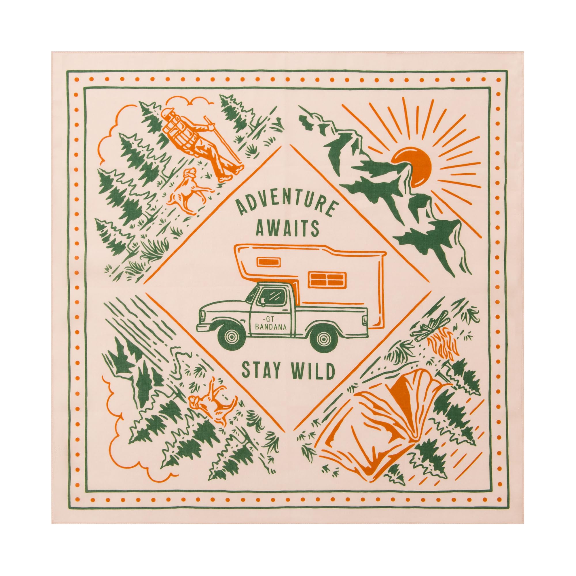 GT BANDANA 22"x22" Camping Cotton Bandana Multi-Purpose Headbands