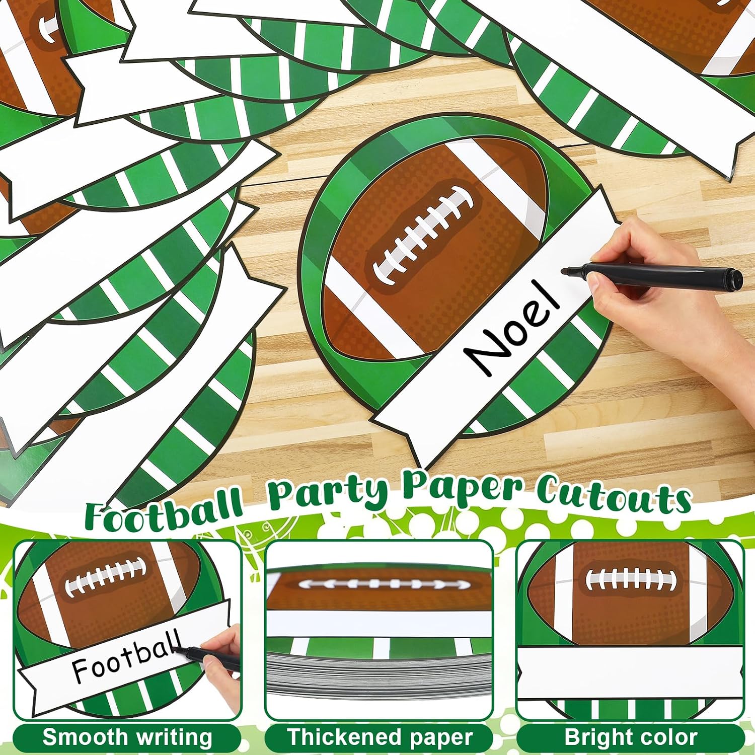 Fullhawl 60 Pcs Team Spirit Name Cutouts Set Birthday Party Favor, Football