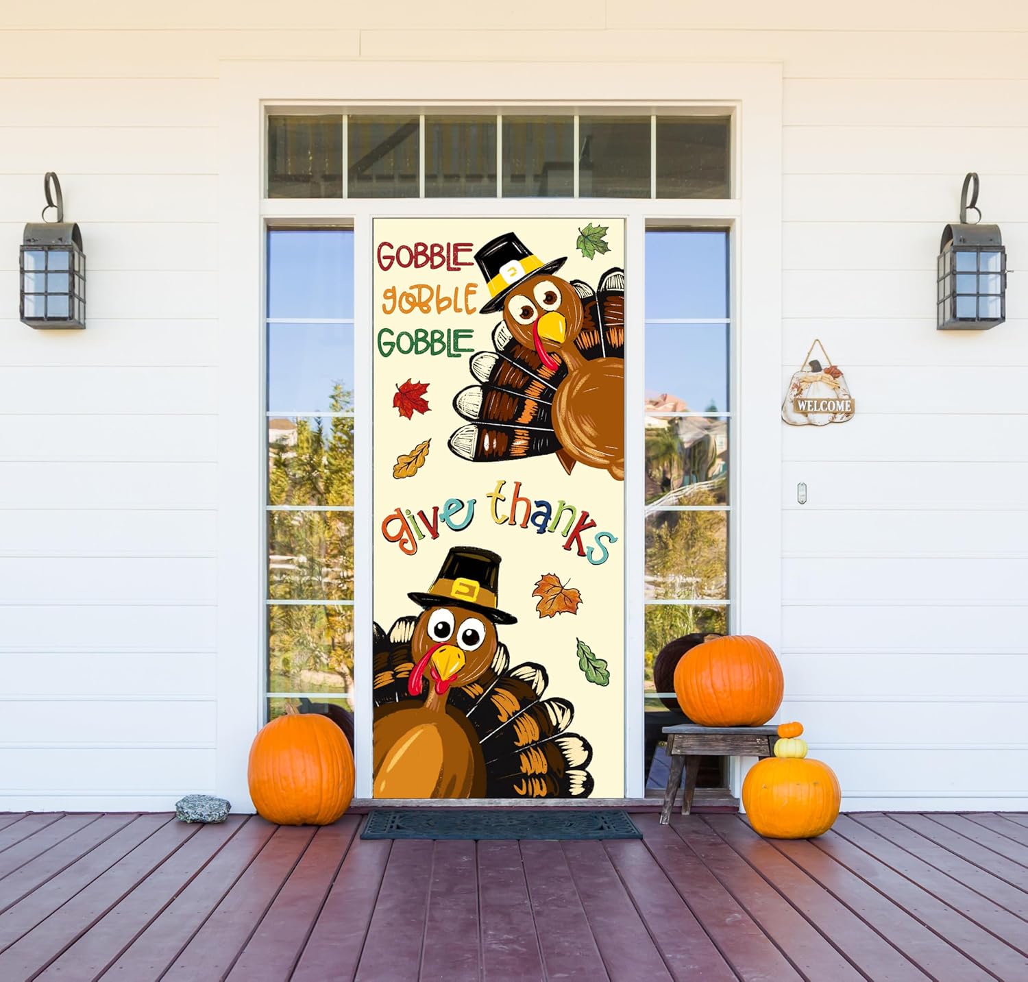 Thanksgiving Turkey Door Covers Thanksgiving Turkey Door Decorations Door Banner for Front Door Fall Decor Porch Sign for Party Autumn Decorations - Image 3