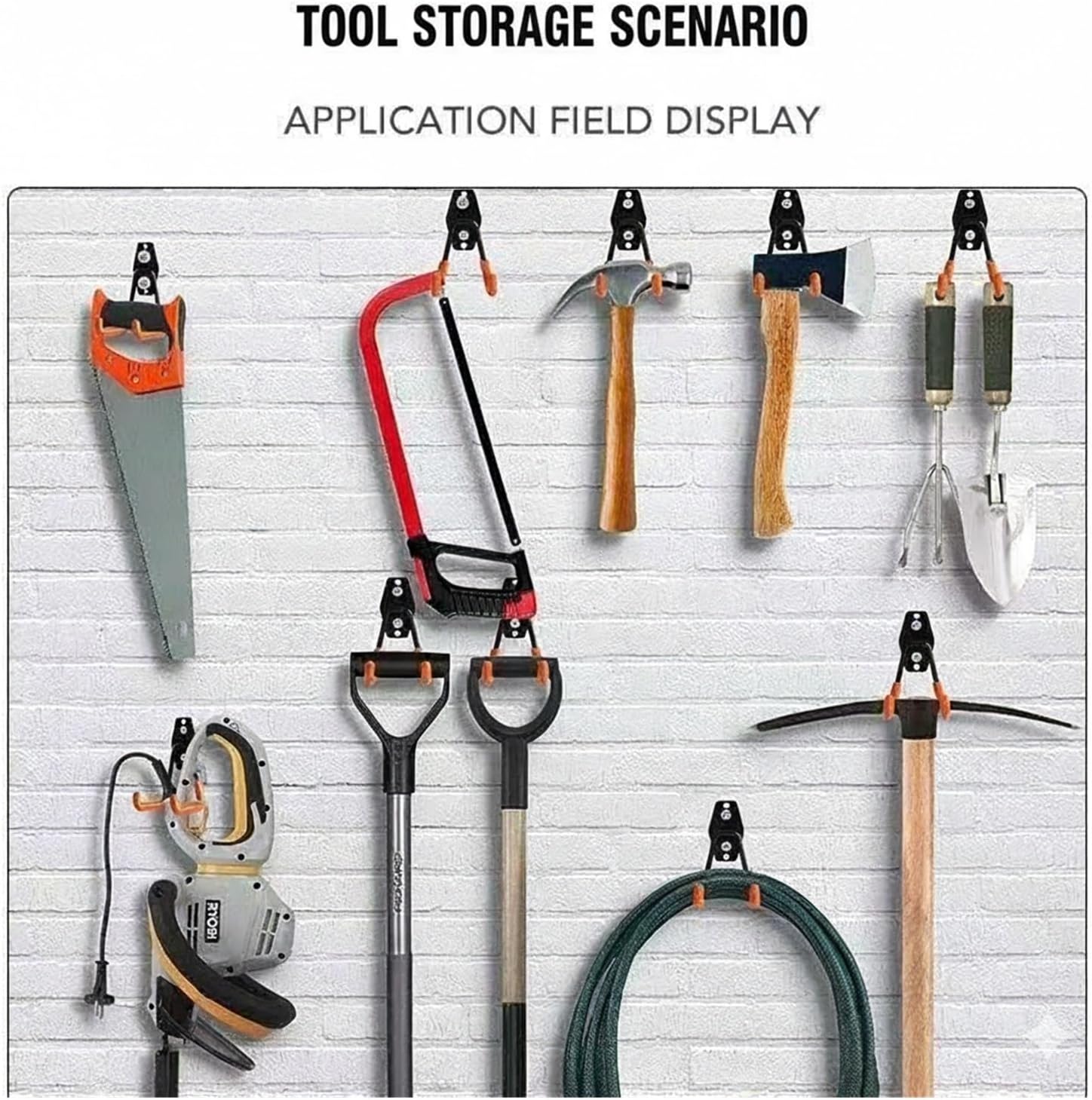 Heavy Duty Garage Hooks 12 Pack, Wall Mount Storage Hangers for Organizing Shovels, Rakes, Hammers, Saws, Garden & Workshop Tools, Durable & Space - Saving