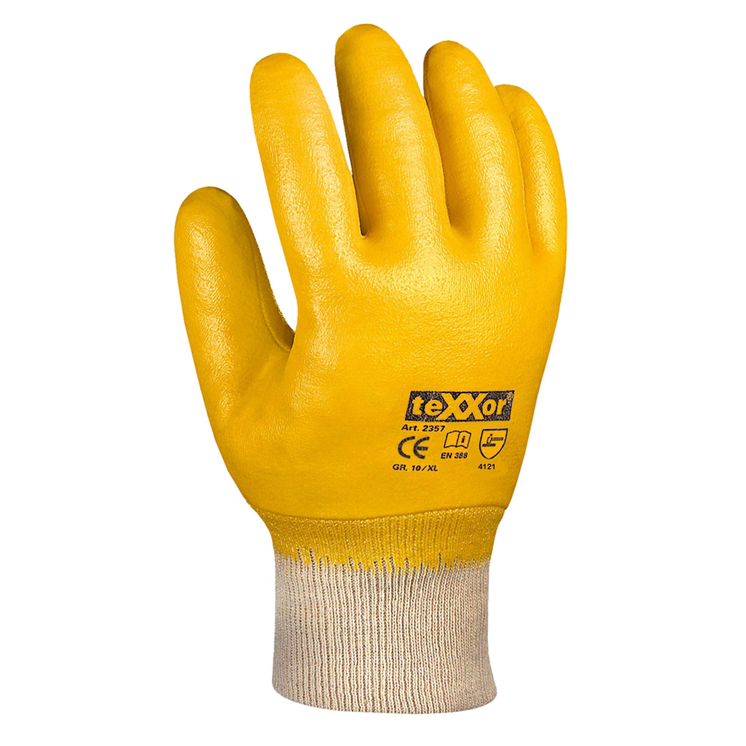 144 Paar) teXXor Handschuhe Nitril-Handschuhe Strickbund 144 x gelb 9 Baumarkt