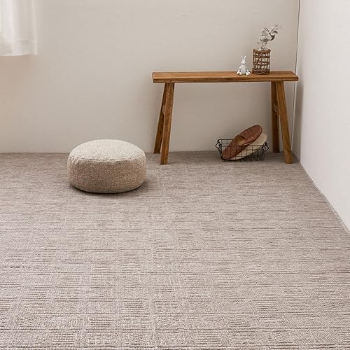 萩原(Hagihara) 敷き詰めカーペット グレージュ 江戸間10畳 約352×440cm 「ピクシス」 軽量 北欧 格子柄 ホット対応 日本製