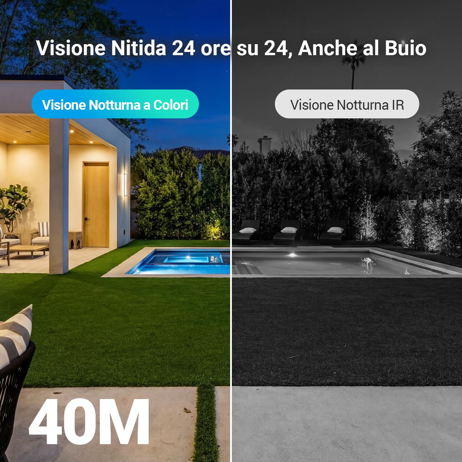 EZVIZ 10MP (5MP+5MP) Telecamera WiFi Esterno con Doppia Lente, Telecamera per Esterni a 360°, Visione Notturna a Colori, Rilevamento Persone/Veicoli, Audio Bidirezionale, Impermeabile, C9c Dual 3K