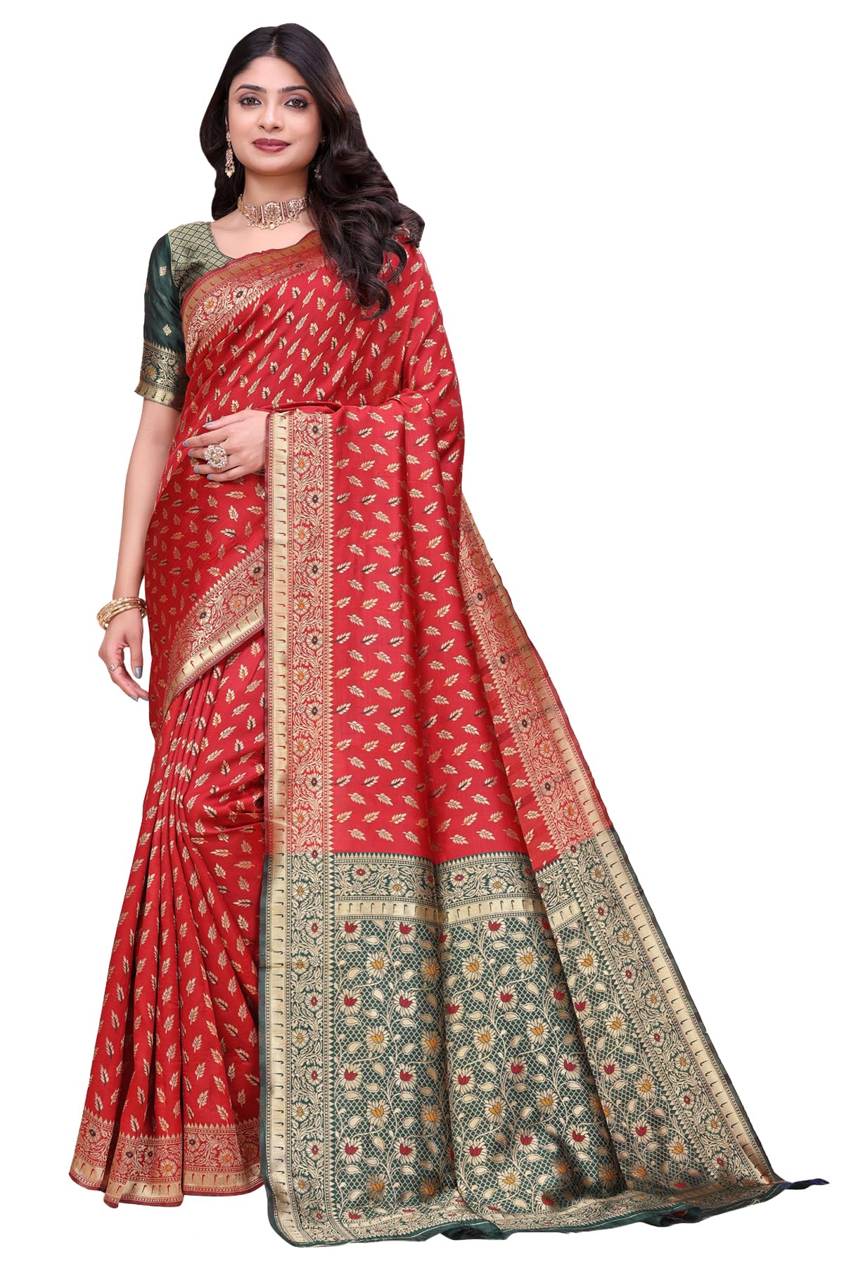shasmi Women's Red Printed, Embroidered, Embellished Bandhani Georgette Party Sari collections With Blouse Piece for Wedding sadi (PARI-240)-picture-28