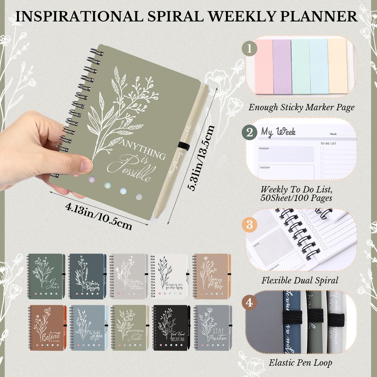 Dispowreath Employee Appreciation Gifts Bulk A6 inspirierendes Tagebuch mit motivierendem Kugelschreiber, Dankeschön-Notizbuch, Geschenke für Schulanfang, Studenten, Lehrer, Kollegen