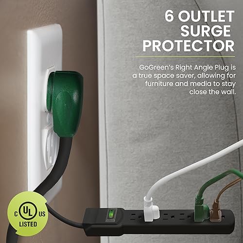 Miniatura 3 de GoGreen Power - Protector de sobretensiones de 12 pies, 6 tomas, negro (GG-16103M-12BK)