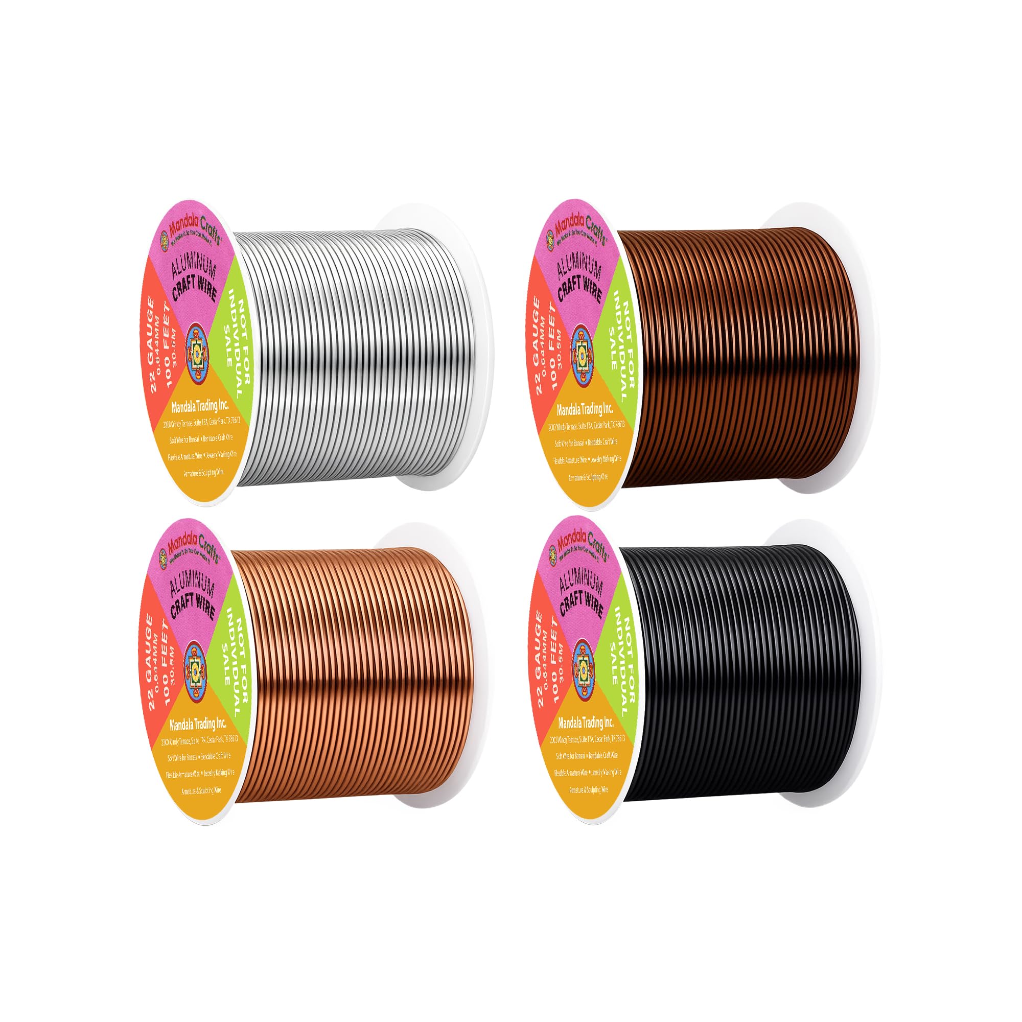 Mandala Crafts 22 Gauge Neutral Anodized Aluminum Craft Wire, 400 FT