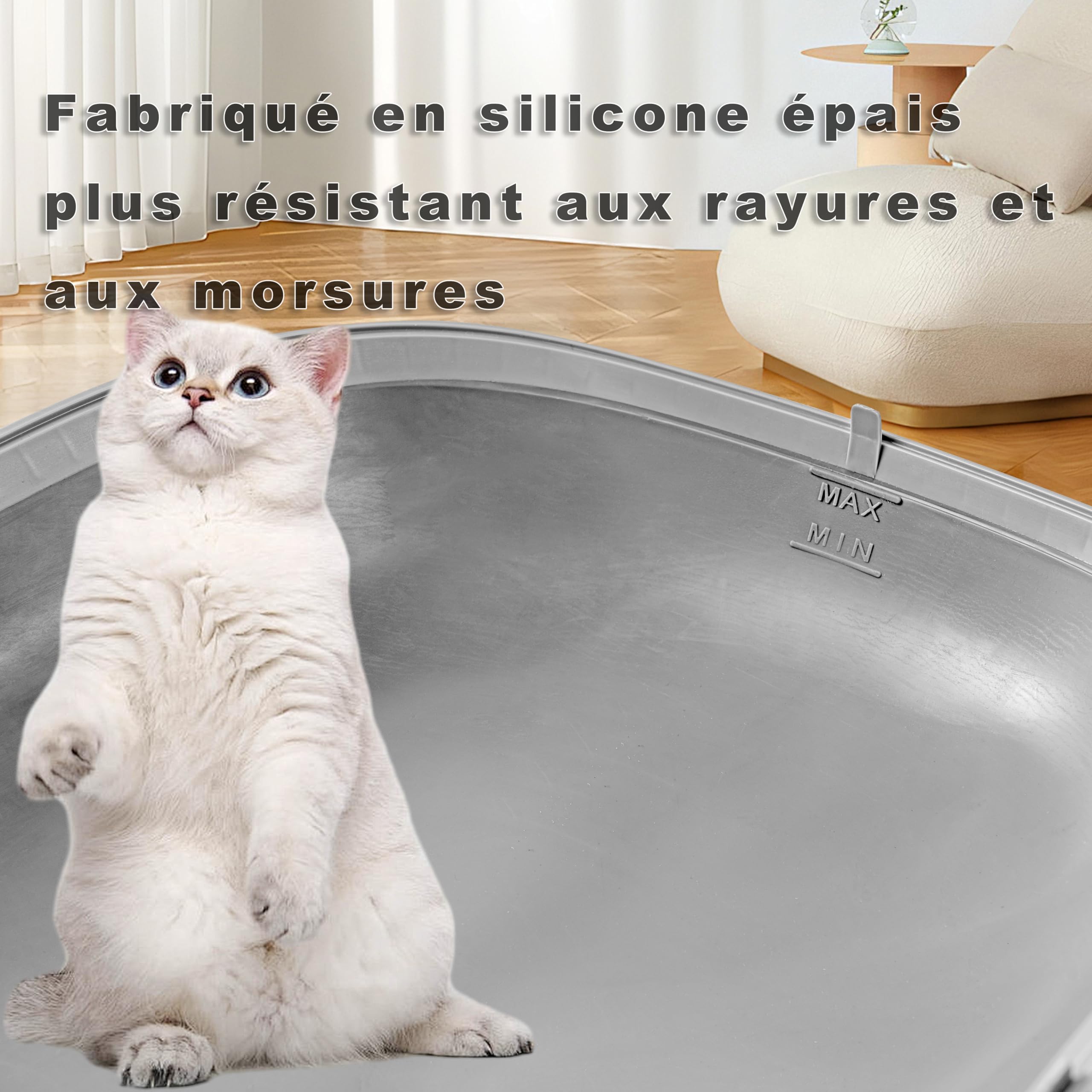 Tapis Litiere Chat Silicone, Imperméable Tapis de Litière pour Chat, Facile à Nettoyer, Comme Alternative au Revêtement de Sol en Silicone Autonettoyant pour Bacs à Litière pour Chats