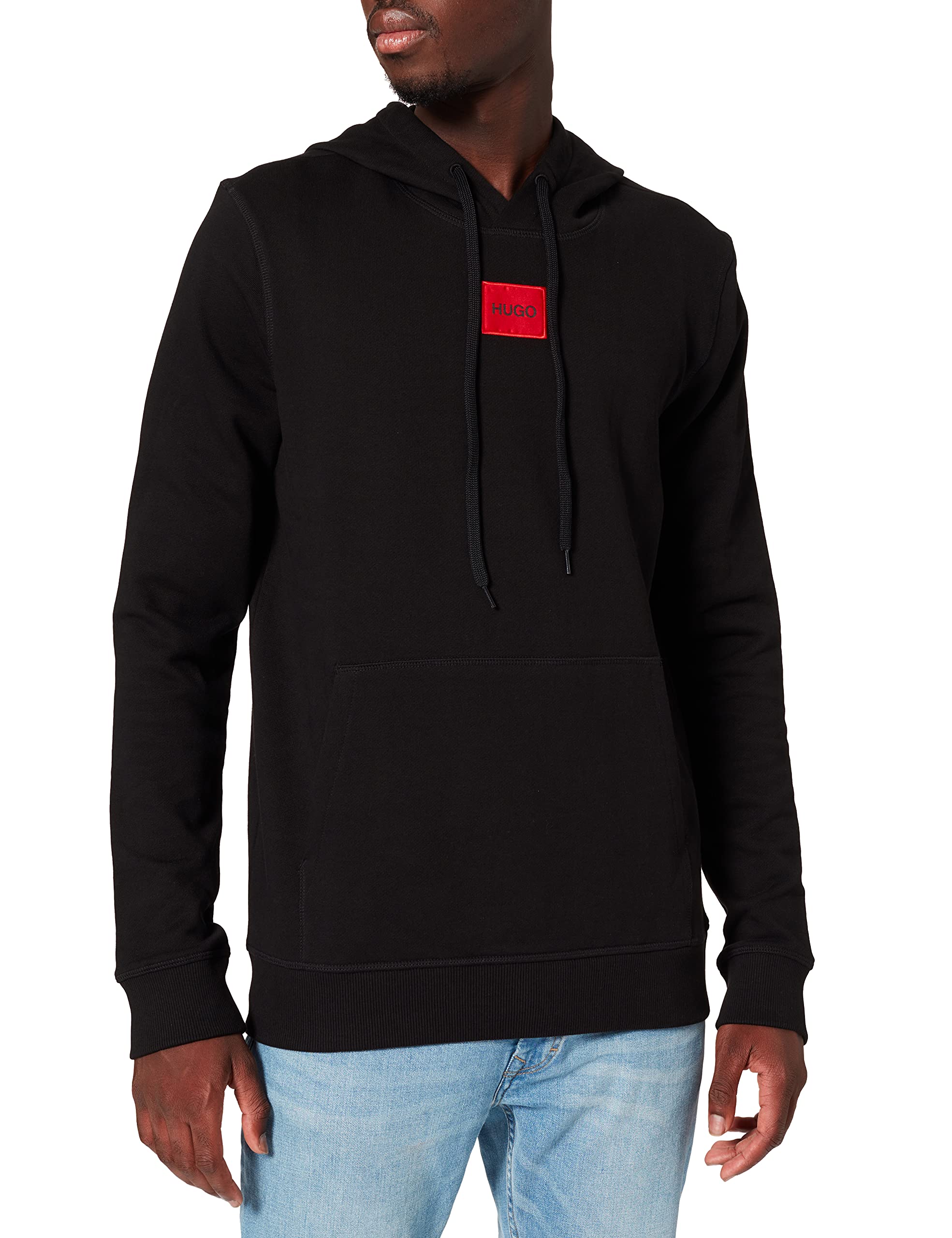 HUGO Mens Daratschi214 Cotton-terry hooded sweatshirt with red logo label