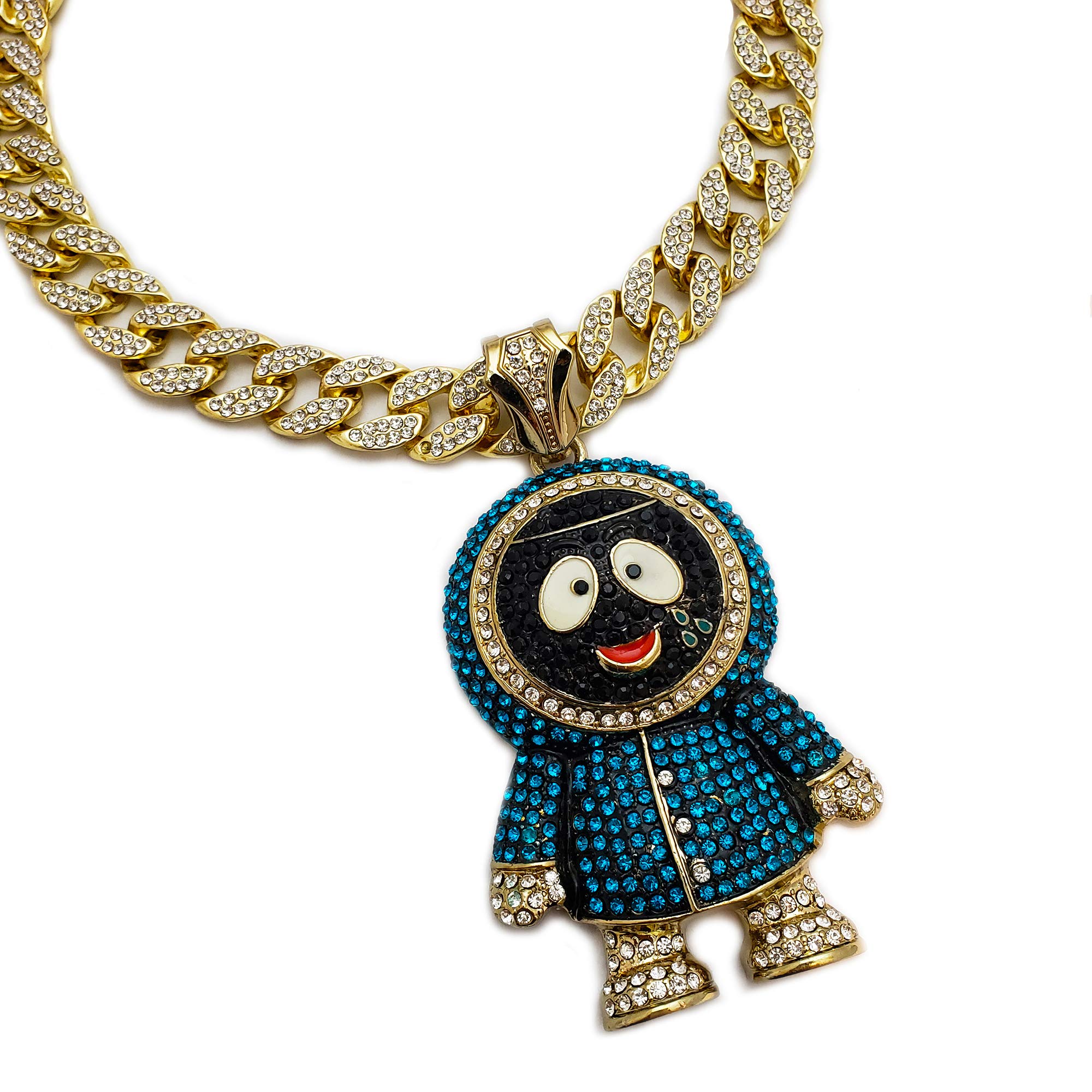 Hip Hop Large Brick Squad Eskimo Pendant & 18" Iced Cuban Choker Chain Necklace