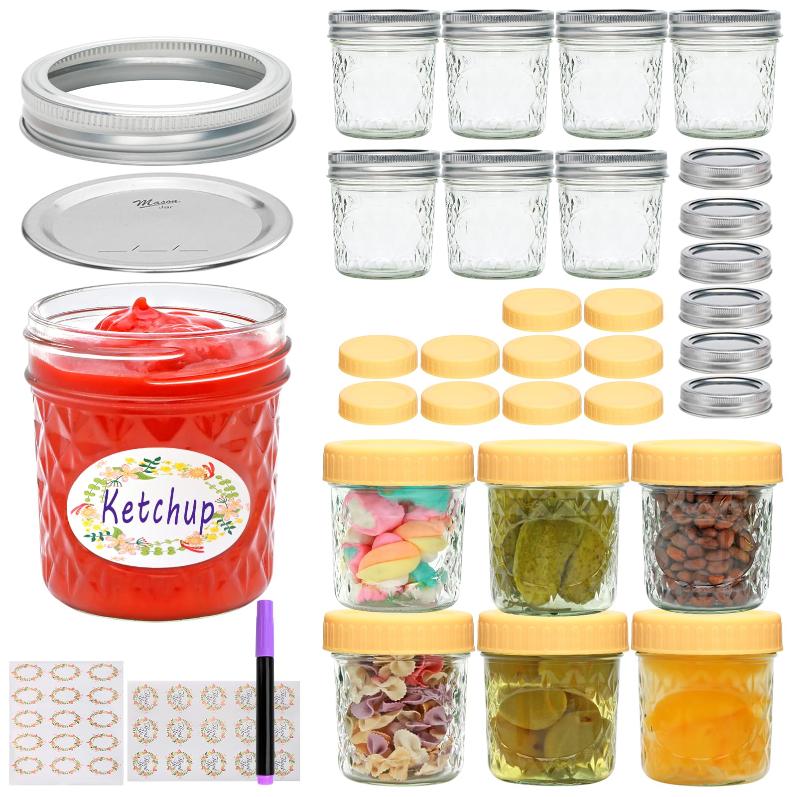 COMUDOT 6 oz Glass Jars with Lids