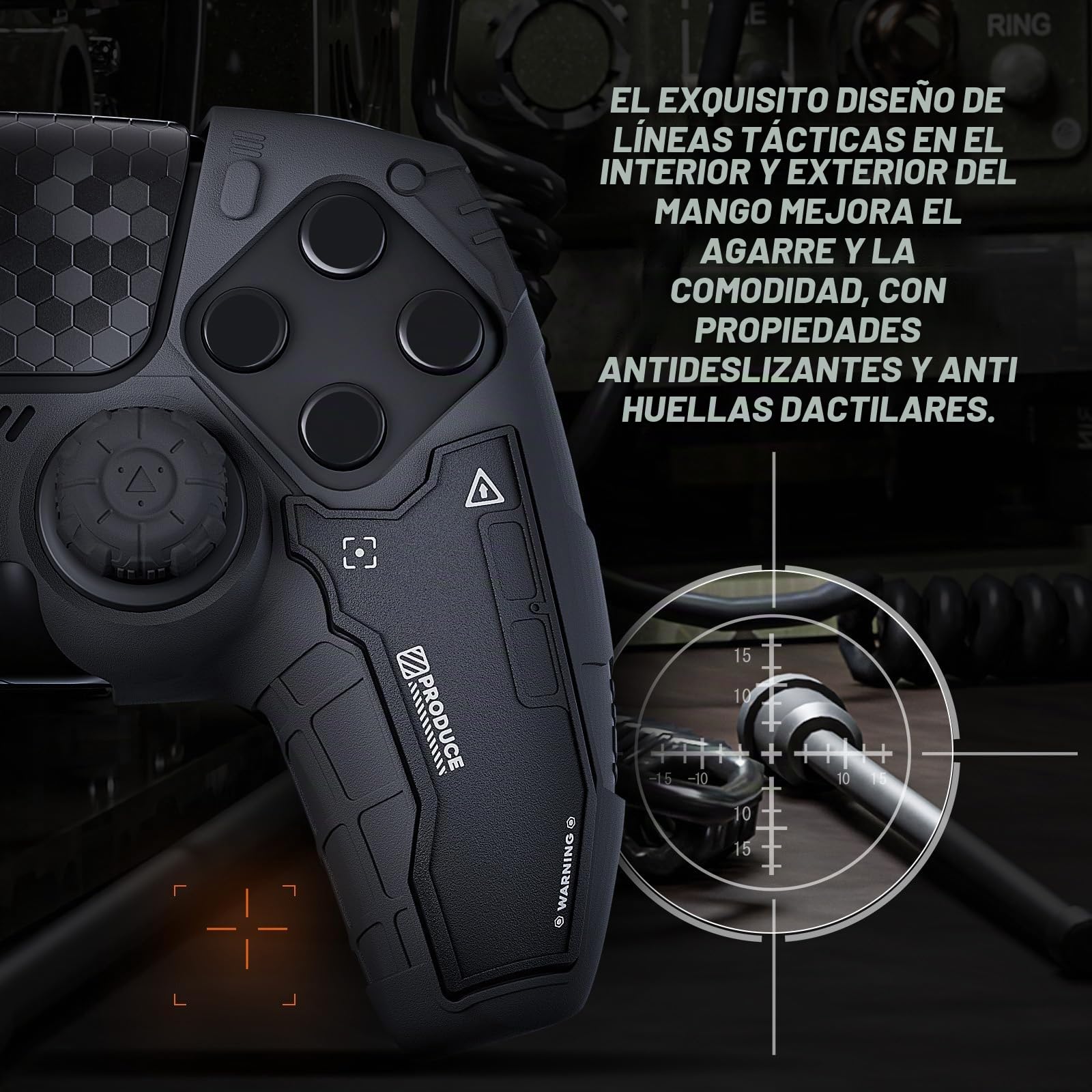 GeekShare Funda Protectora Antideslizante de Silicona para Mando inalámbrico PS5 con 2 Tapas para el Pulgar y 2 Pegatinas, Color Negro