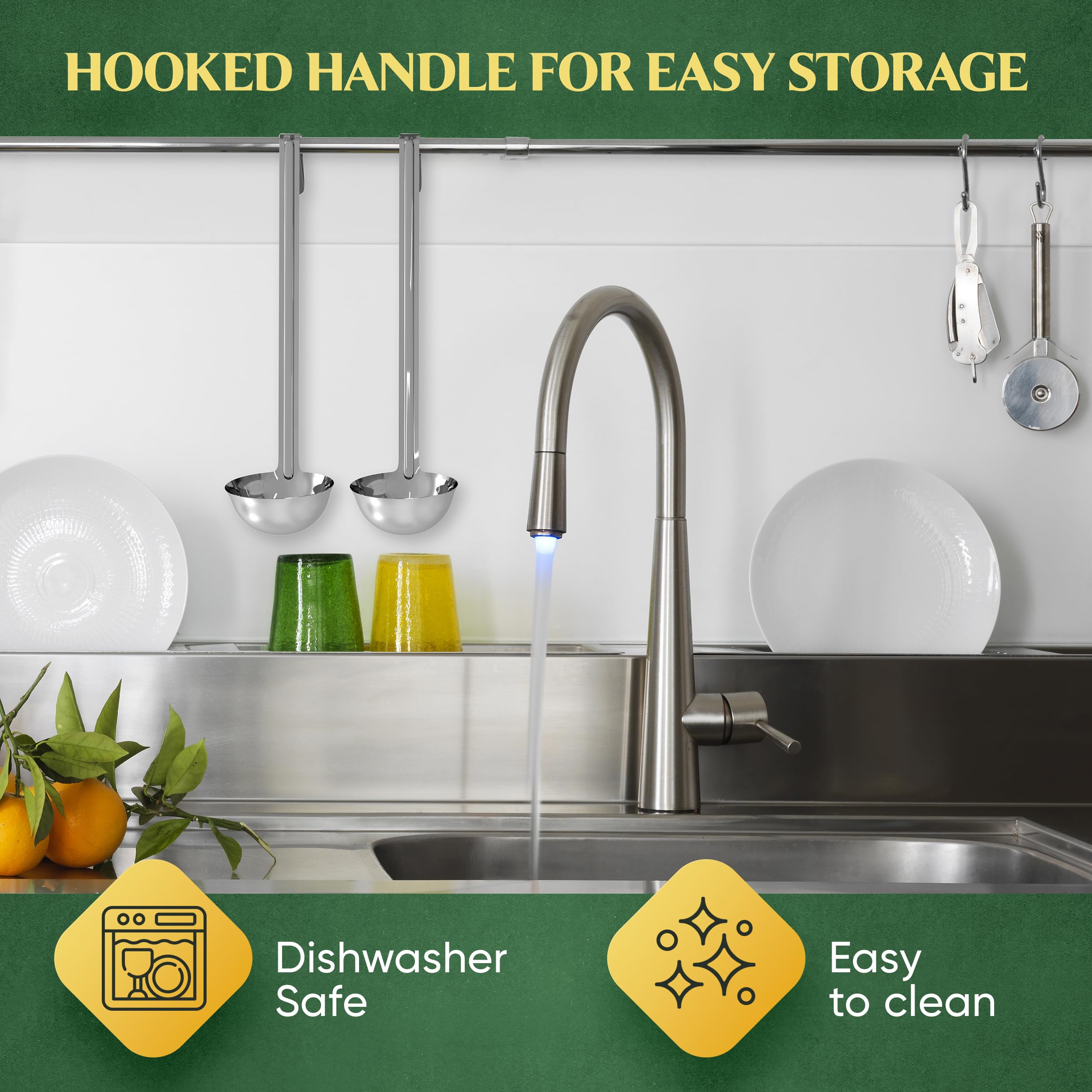 2 Pieces Soup Ladle, Ladles for Serving, 8 oz Ladle, Stainless Steel Ladle, Ladles for Cooking, Metal Ladle, Kitchen Ladles, Canning Ladles, Punch Ladle, Gravy Ladle, Large Ladle - Image 5