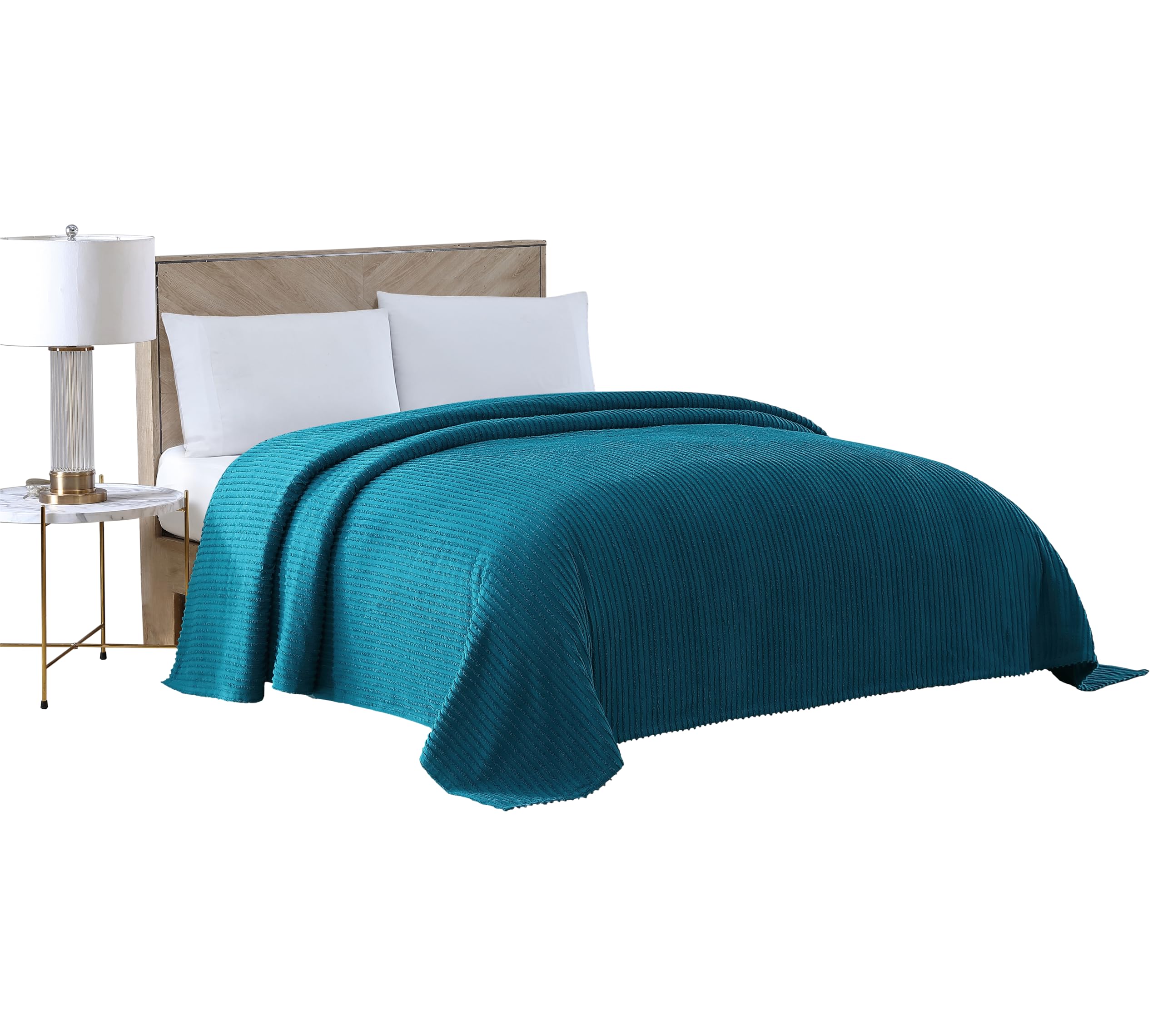 Beatrice Home Fashions Channel Chenille Bedspread, King, Peacock