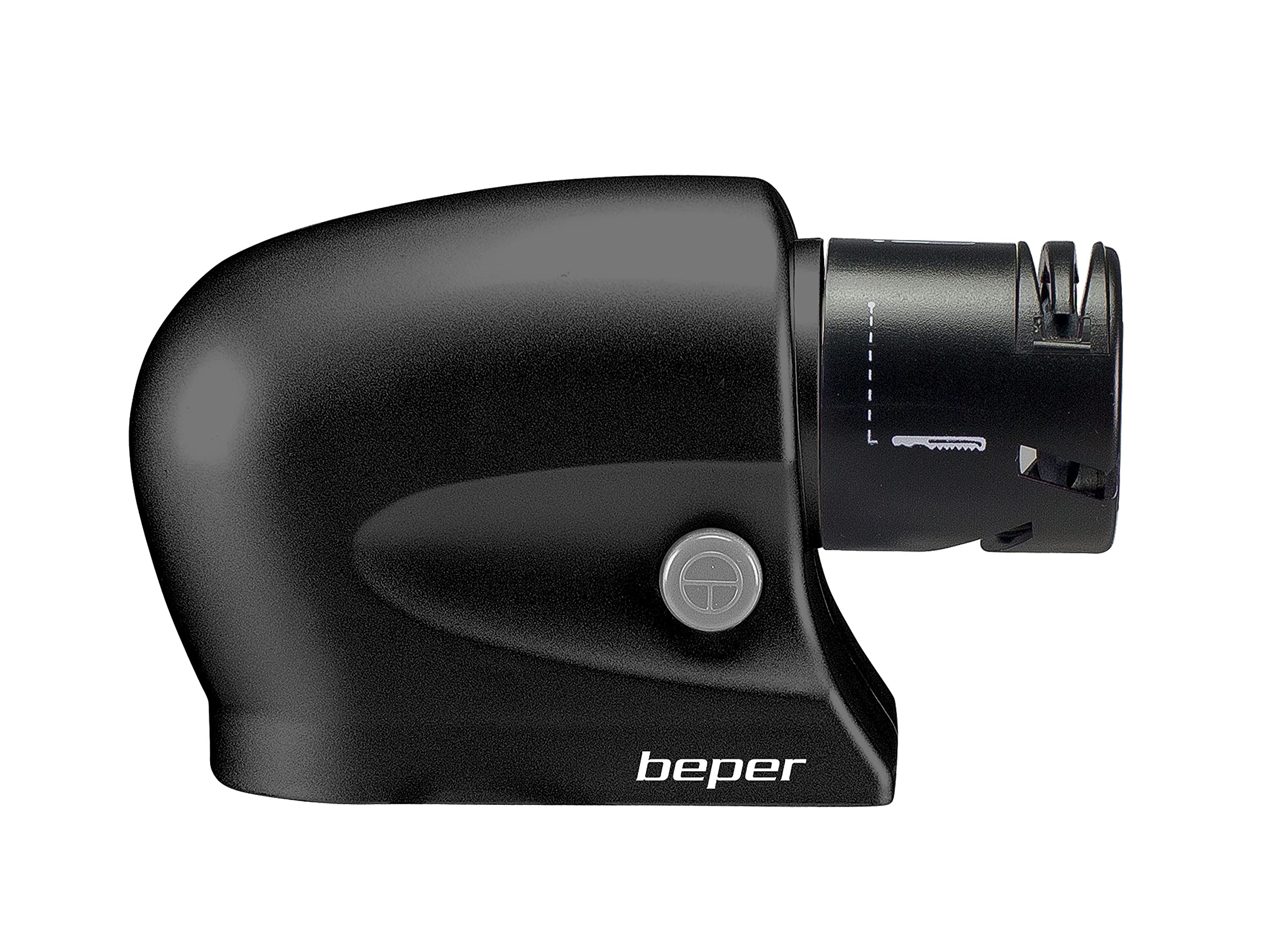 BEPER P102ACP001 Affilacoltelli elettrico Forbici, Cacciaviti, Lama Liscia, Seghettata, Pietra allumina,10W, Motore Performante, Base Antiscivolo, Avvolgicavo, Tasto ON/OFF, Nero