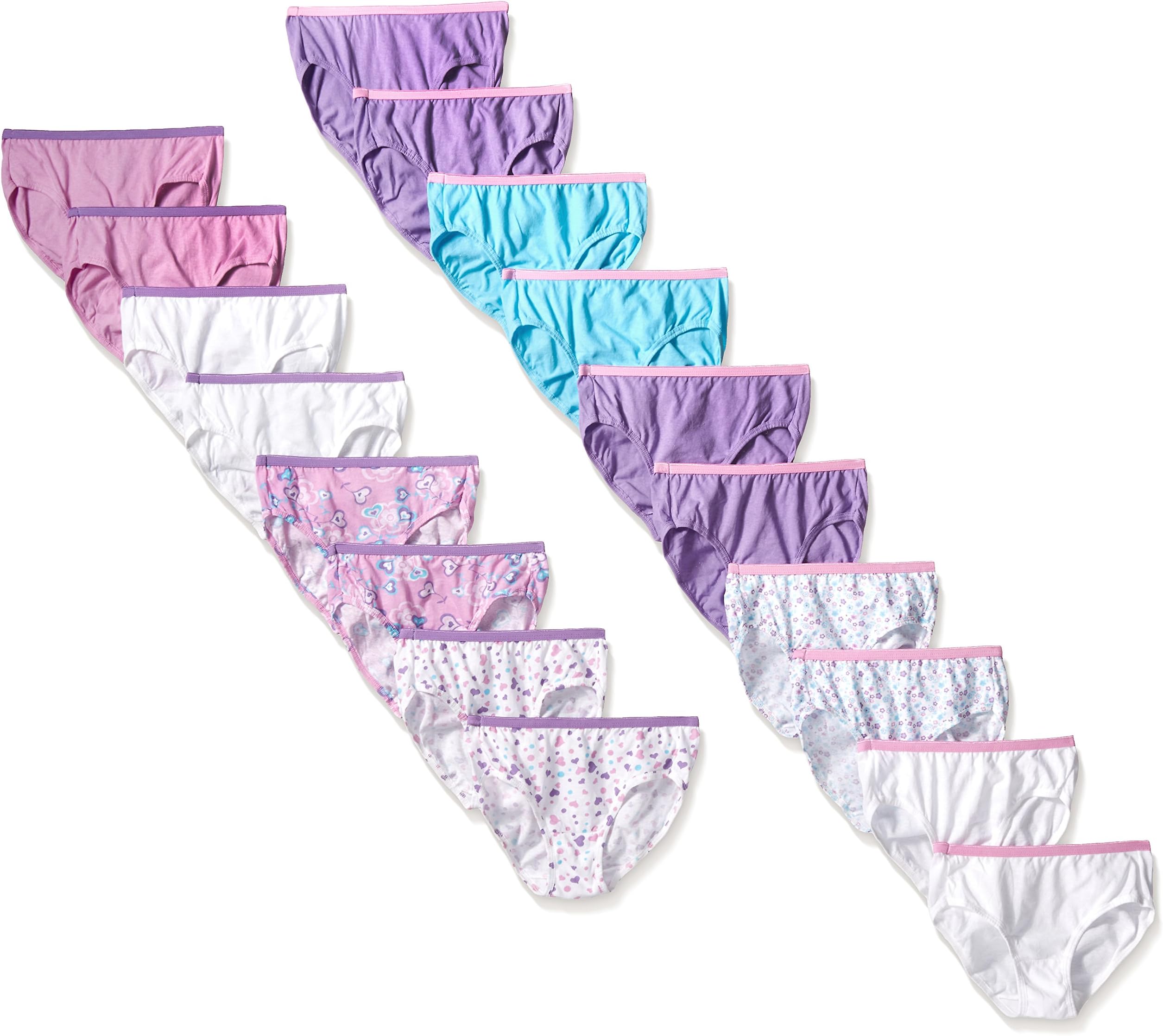Hanes Girls' 18-Pack Low Rise Brief Bundle, Assorted