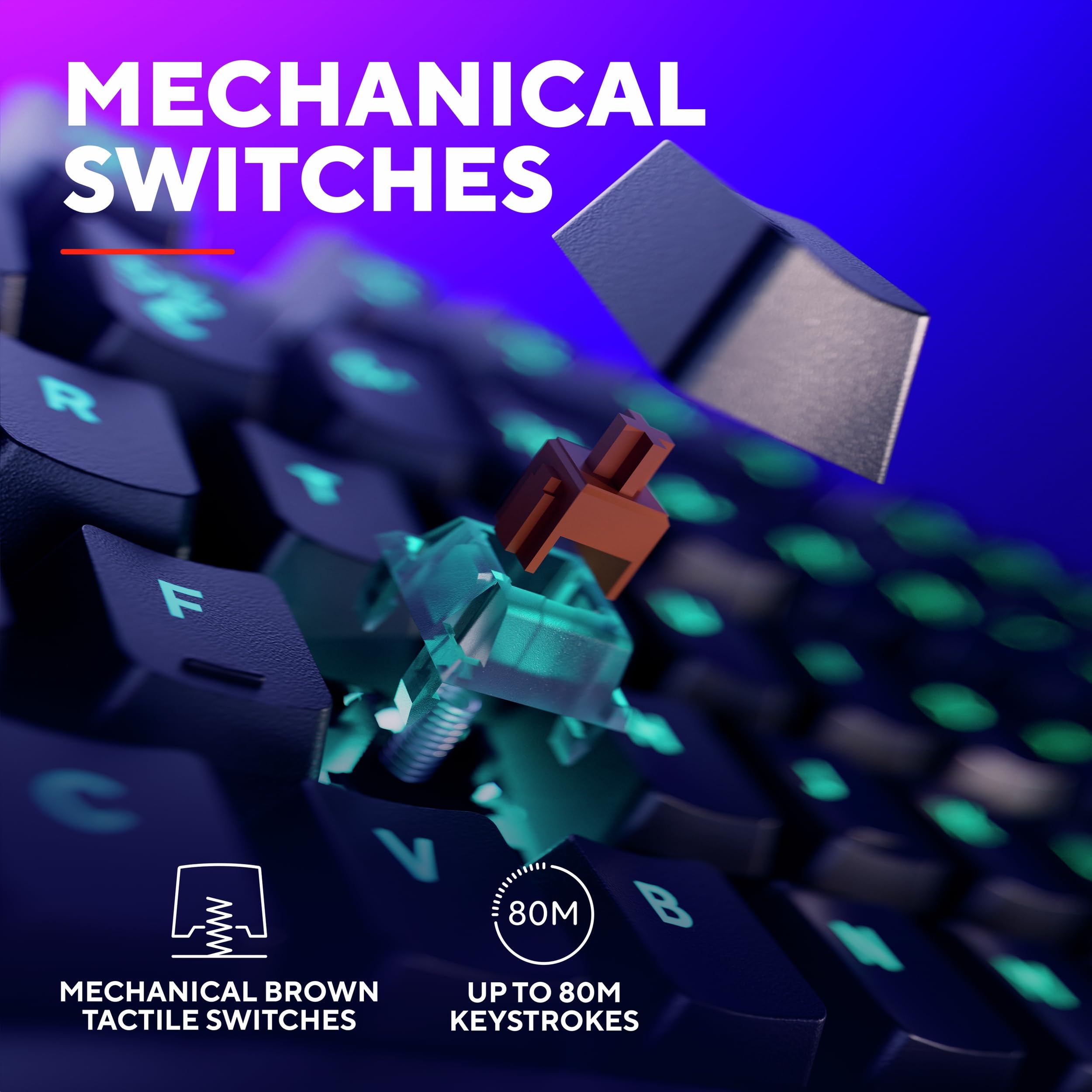 GXTrust 864 Klawiatura mechaniczna Cada TKL włoski układ QWERTY z oświetleniem RGB, przełączniki Huano Brown, oprogramowanie w zestawie, kompaktowa programowalna klawiatura do gier USB 80% PC Laptop