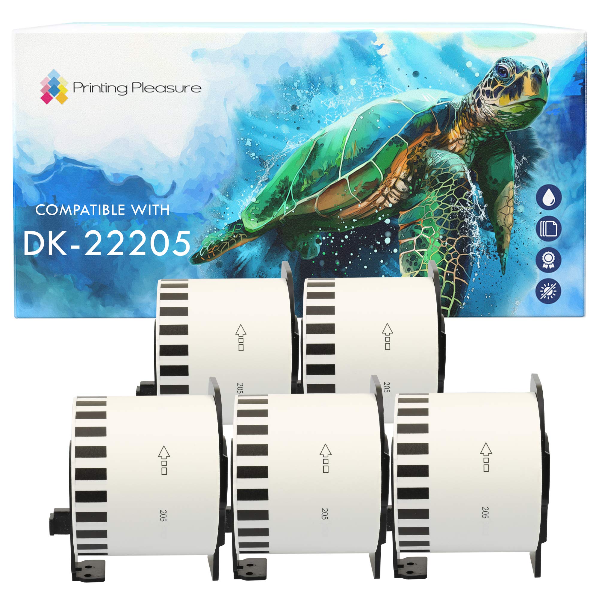 Papier Étiquettes Continues DK-22205 Brother P-Touch 62mm x 30.48m 5 Rouleaux