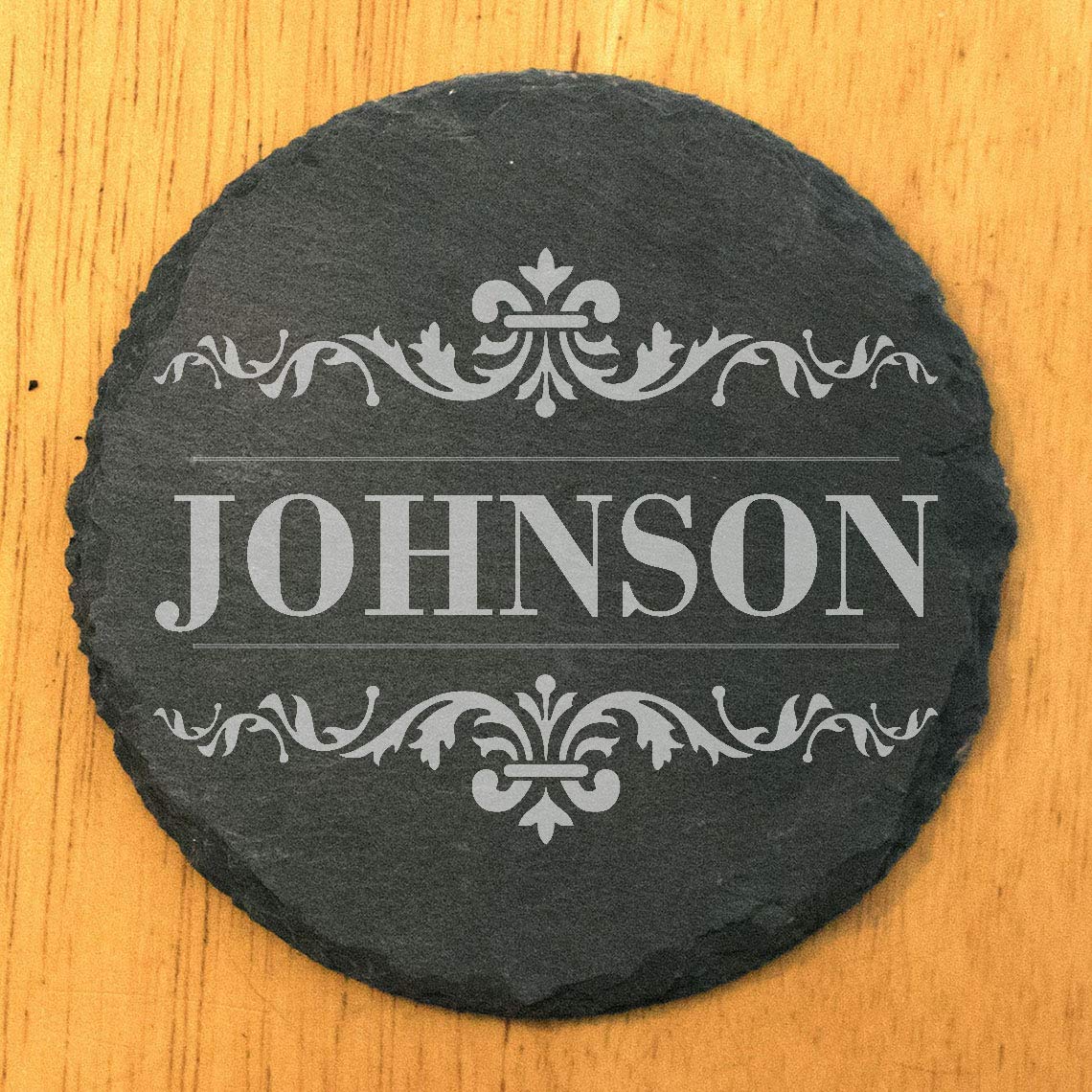Personalized Monogram Coasters, Natural Slate Stone Coaster Set, Birthday, Wedding Or Anniversary Gift, Customized Rustic Coasters, Drink Coasters - Round Slate - set of 4