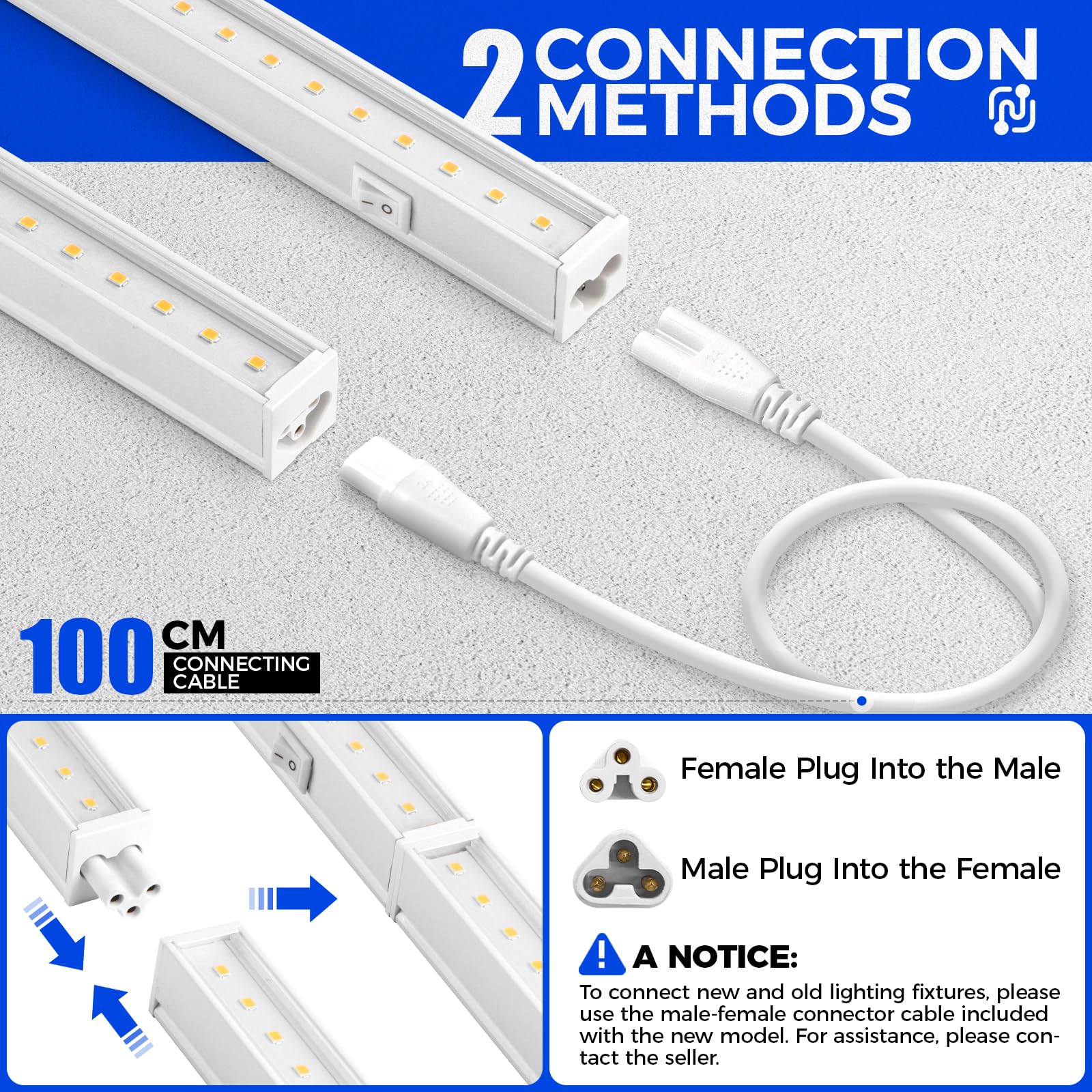 Barrina Lampada per Crescita T5, 59 cm, luce solare gialla a spettro completo, 40 W (4 x 10 W), lampade LED per piante 2FT con interruttore on/off, collegabili, serra, plug and play, 4 pezzi