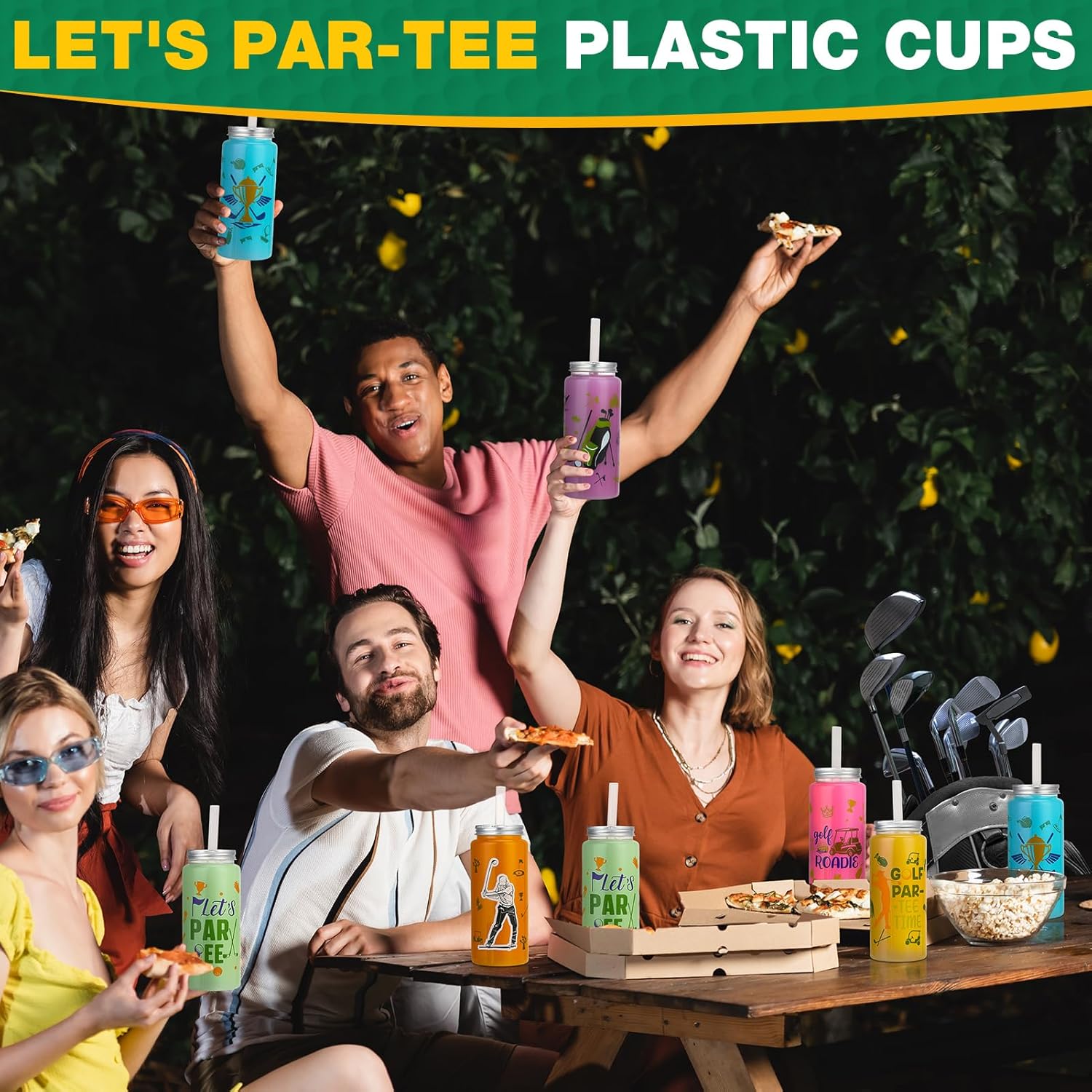 24 Pcs Golf Ball Plastic Cups with Lids and Straws, Reusable Cups 13.5 oz Plastic Tumbler for Golf Party Favor Themed Birthdays Supplies - Image 6
