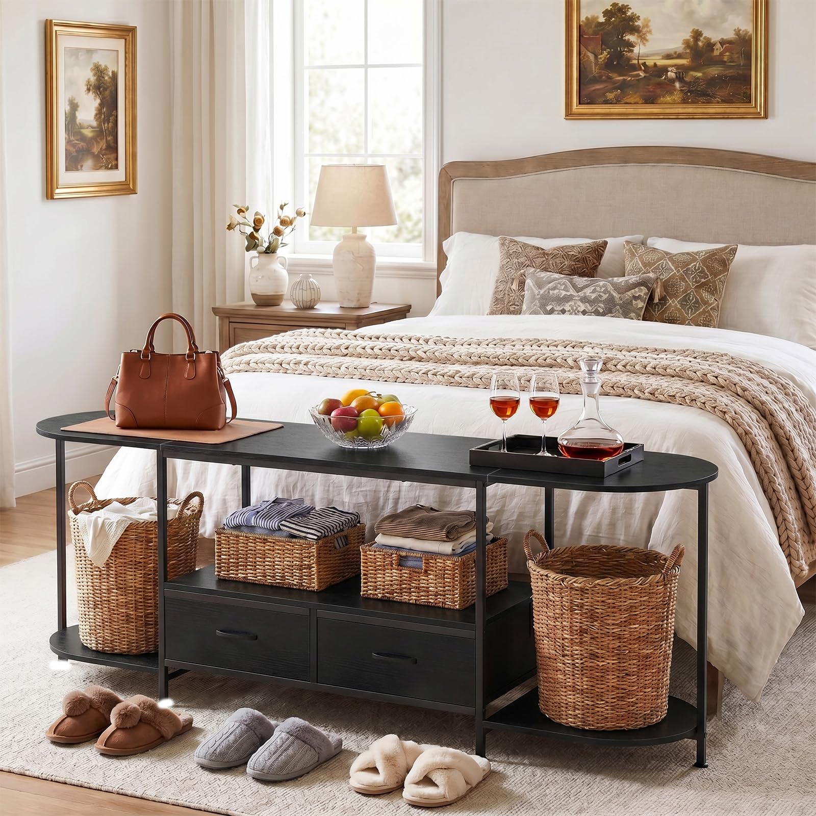 Faesun curved-edge 63-inch TV stand