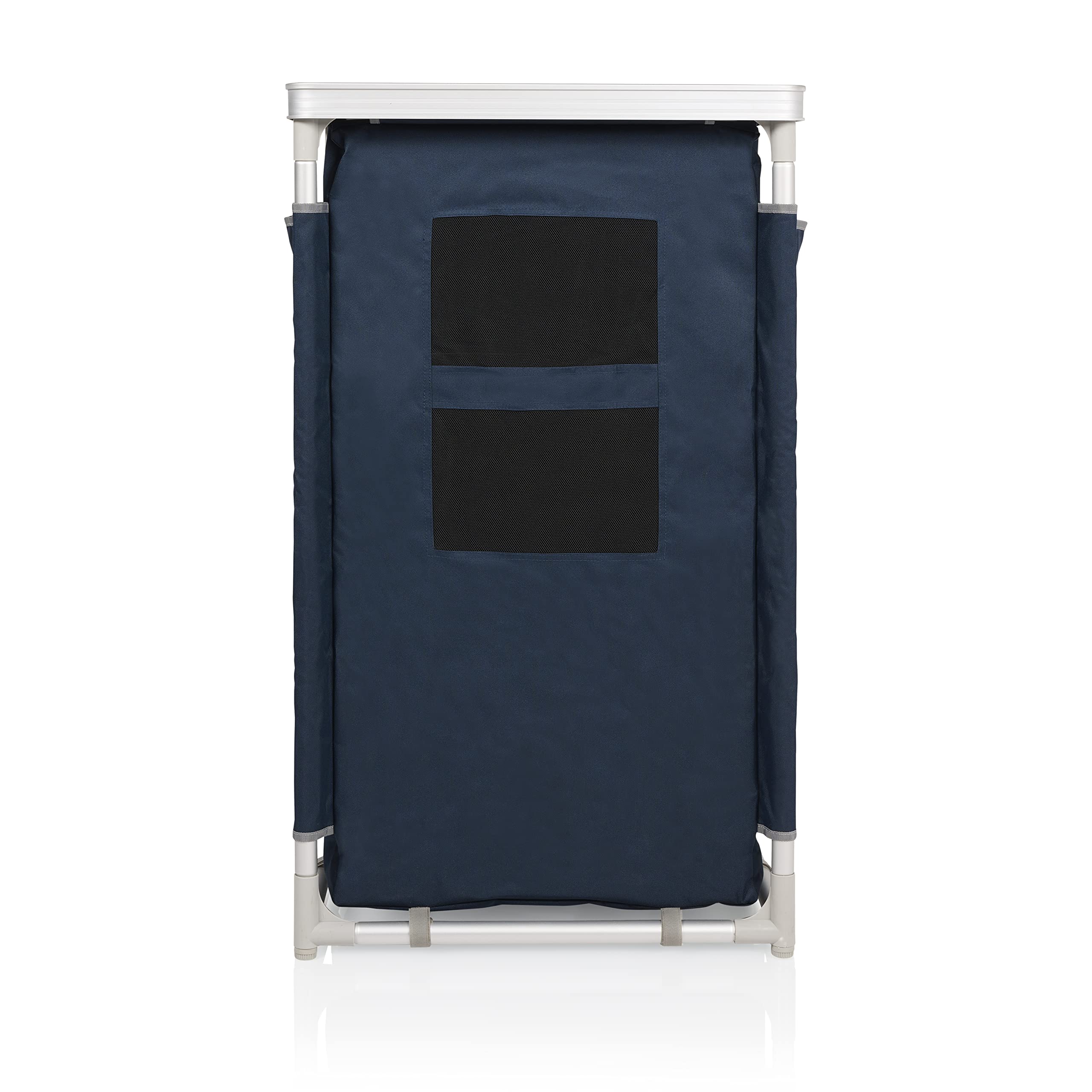 Campart CU-0410 – Credenza da campeggio Nantes – 4 piedi regolabili – 3 compartimenti – Blu, Grande