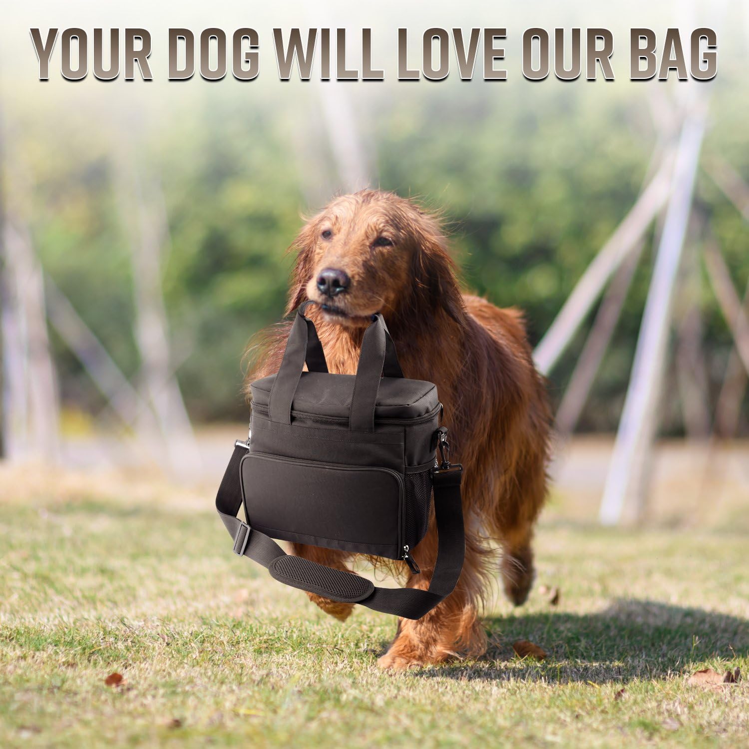 Dog Weekend Travel Bag as Dog Luggage for Camping Gear Accessories for All Size Dogs - Pet Travel Bag Includes Two Collapsible Dog Travel Bowls and Two Dog Food Travel Container Making Traveling Easy