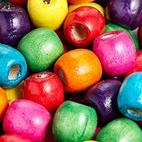 Vista 5 de 50 cuentas de madera con agujero grande para manualidades y macramé de 17 mm x 14 mm, cuentas de barril para el cabello con agujero grande de 8 mm