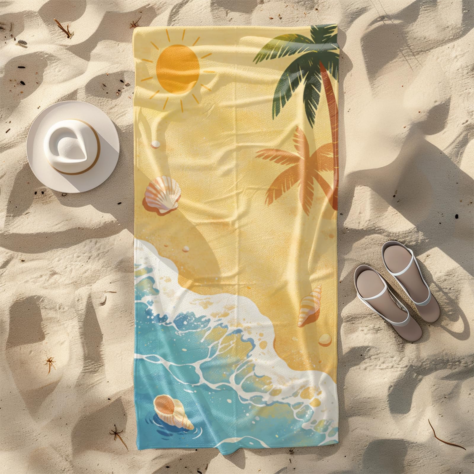 Beach Towels for Adults Extra Large Tree Beach Conch Microfibre Quick Dry Towel for Adults,Pool Swimming Travel Towels,Sand-Resistant, Absorbent, Lightweight