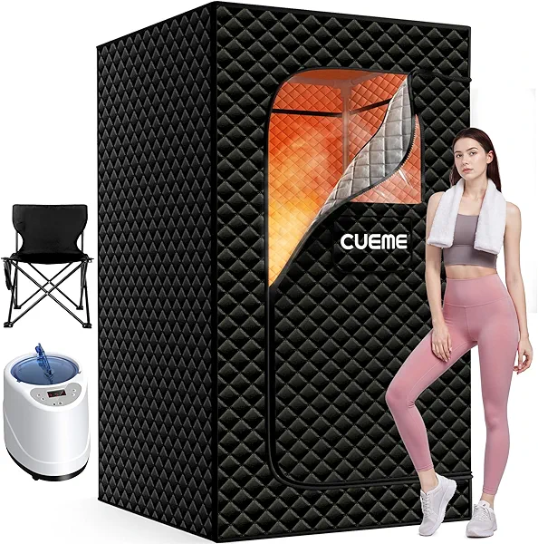 Sauna Box, Portable Steam Sauna, Portable Sauna for Home with 3L 1200W Steamer, 9 Levels, Folding Chair, Extra Large Size (2.6' x 2.6' x 5.9'), Full Body Sauna Tent for Relaxation, Detoxification