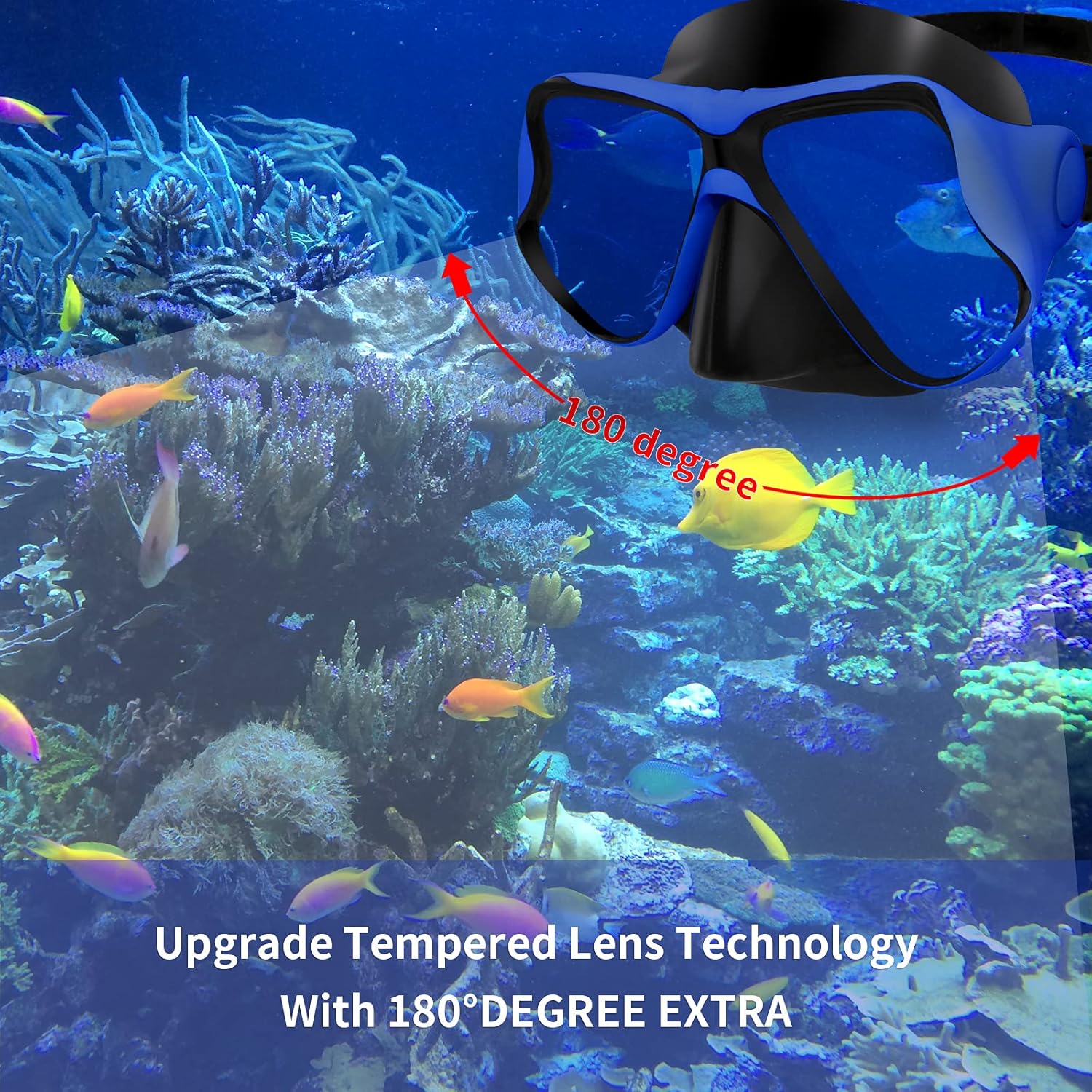 Craftend Diving Mask,Matte Finish,Anti-Fog Tempered Glass Lens Snorkeling Dive Mask,Premium Scuba Mask with Nose Cover for Snorkeling,Freediving,Swimming Matte Blue : Sports & Outdoors