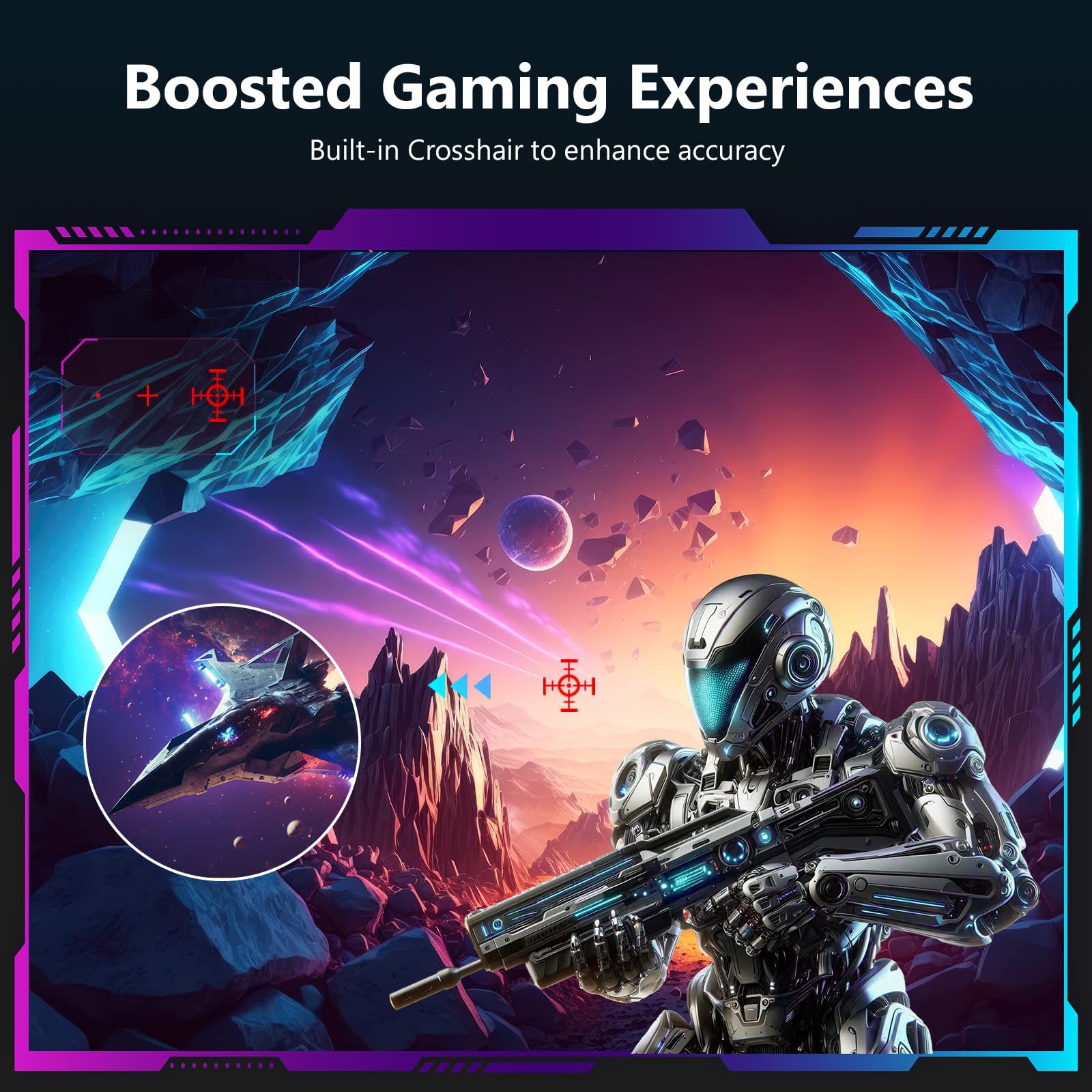 Z-Edge Ecran Gaming 32 Pouces QHD 200Hz 2K 2560x1440, 1ms MPRT, Panneau IPS, Luminosité 300 CD/m², FreeSync, Réticule, DP1.4 (200Hz) & HDMI2.0 (144Hz), Compatible VESA, Noir