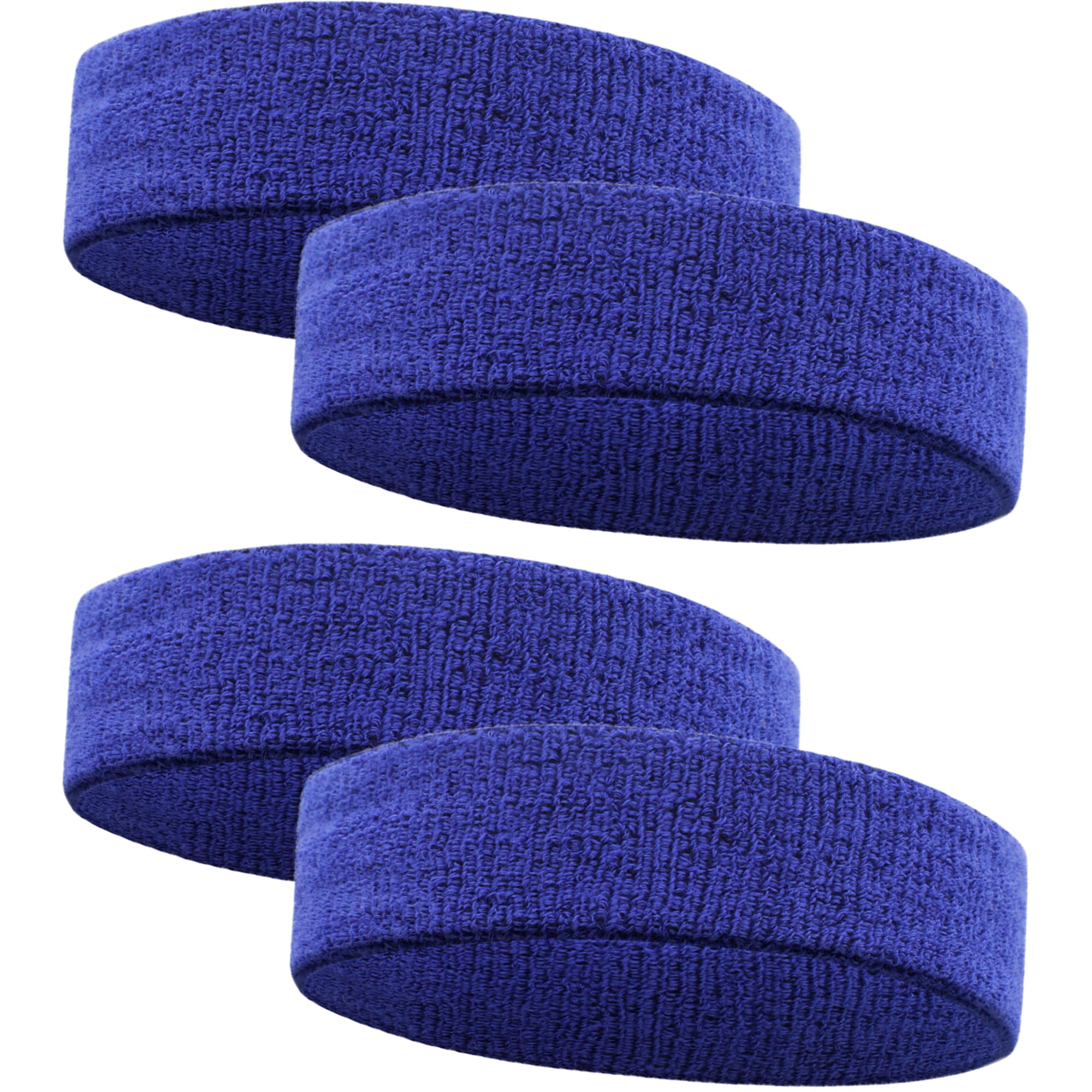 4 Pack Sweatbands Sports Headband for Men and Women, Moisture Wicking Athletic Workout Headband for Running, Tennis, Basketball, Yoga, Gym Stretchy Unisex Sweatband