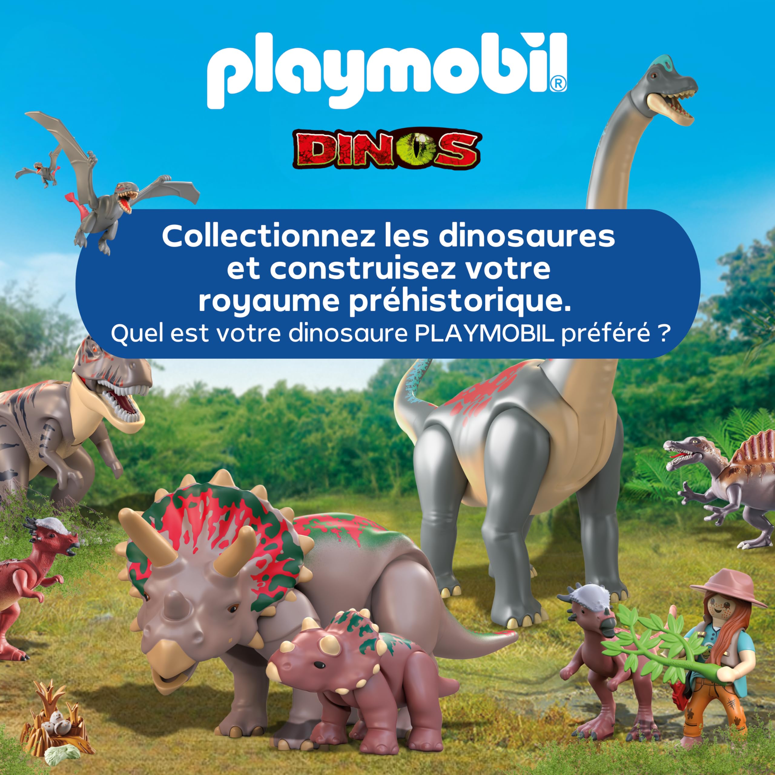 Playmobil | Dinos | Triceratops avec Une bébé | Jeu de Dinosaures | Figurines d’Animaux | Jouet d’Aventure | pour Enfants de 4 Ans et Plus | 71821