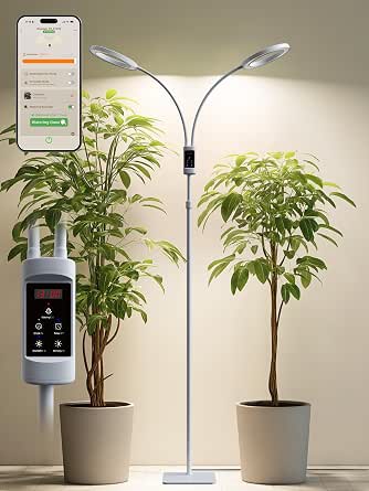Full Spectrum LED Grow Light with Auto-Timer, 48W, Adjustable Height & Dimming for Indoor Plants