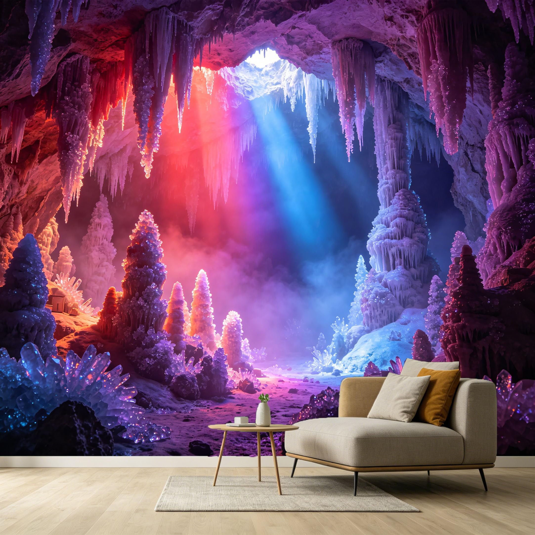 Custom Size Wall Murals 3D Underground Crystal Cave Stalactite Illumination Abstract Modern SelfAdhesive Wall Fabric Removable Large Wallpaper Photo for Living Room