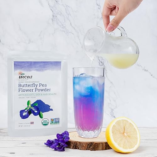 Miniatura 6 de INCAS - Polvo de flor de guisante de mariposa orgánico 100% USDA, extracto de flor de guisante de mariposa verificado sin OMG de Tailandia, polvo de