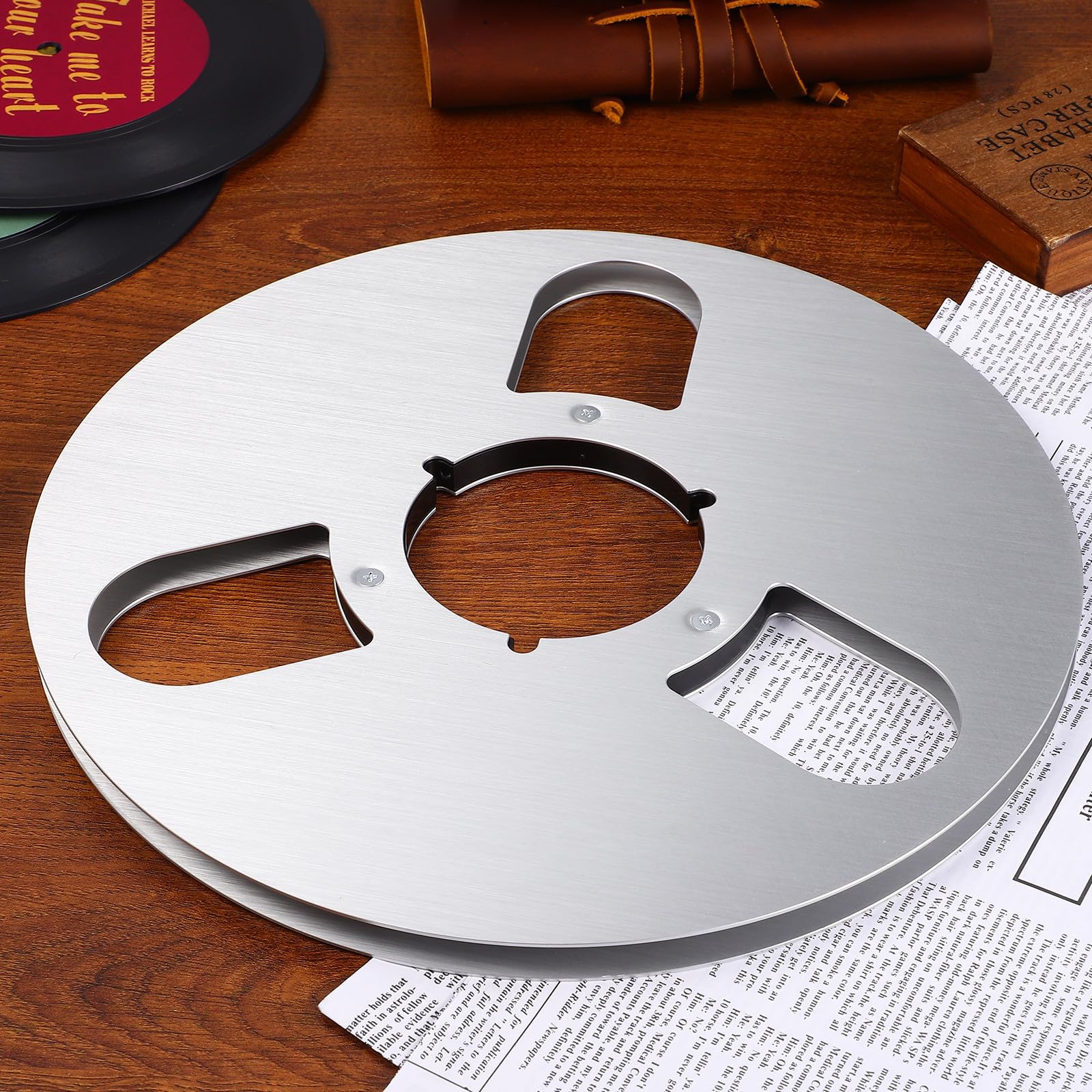 SHINEOFI Tonbandspule aus Aluminiumlegierung in Silber mit Präzisen Maßen und Drei Loch Design zur Ordentlichen Aufwicklung von Bändern und Kabeln für Tonbandgeräte