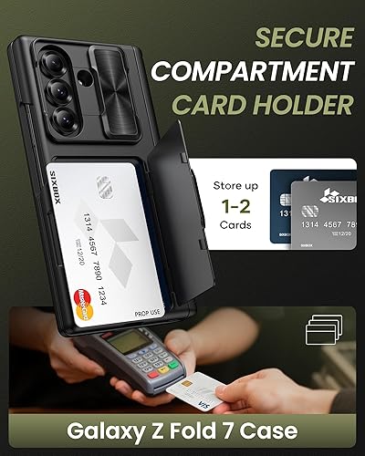 Miniatura 3 de SIXBOX Funda para Samsung Galaxy Z Fold 7 con Portarjetas, Integrado y Protector de Pantalla y Protección de Bisagra y Cubierta Deslizante para