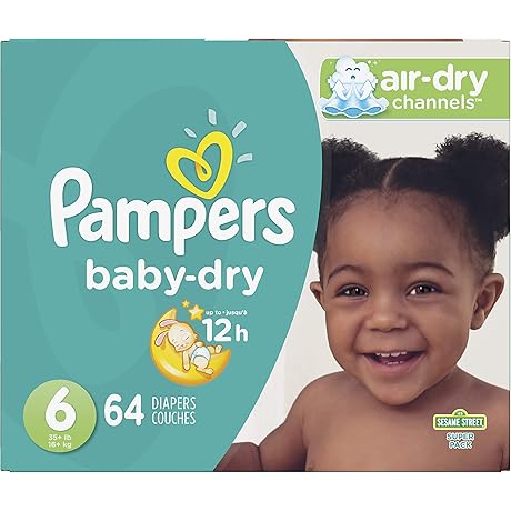 Pampers Baby-Dry Diapers - Size 6, 64 Count - Keep Baby's Bottom Dry and Comfortable