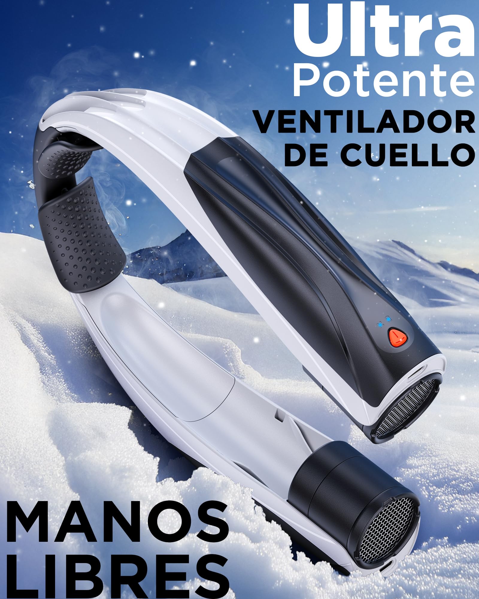 Lepwings Ventilador de Cuello, Mini Ventilador Portatil Recargable USB 6000 mAh, Ventilador Cuello con 6 Velocidades, Ventilador Personal Ligero Ideal para Viajes, Oficina, Hogar y Aire Libre - Negro