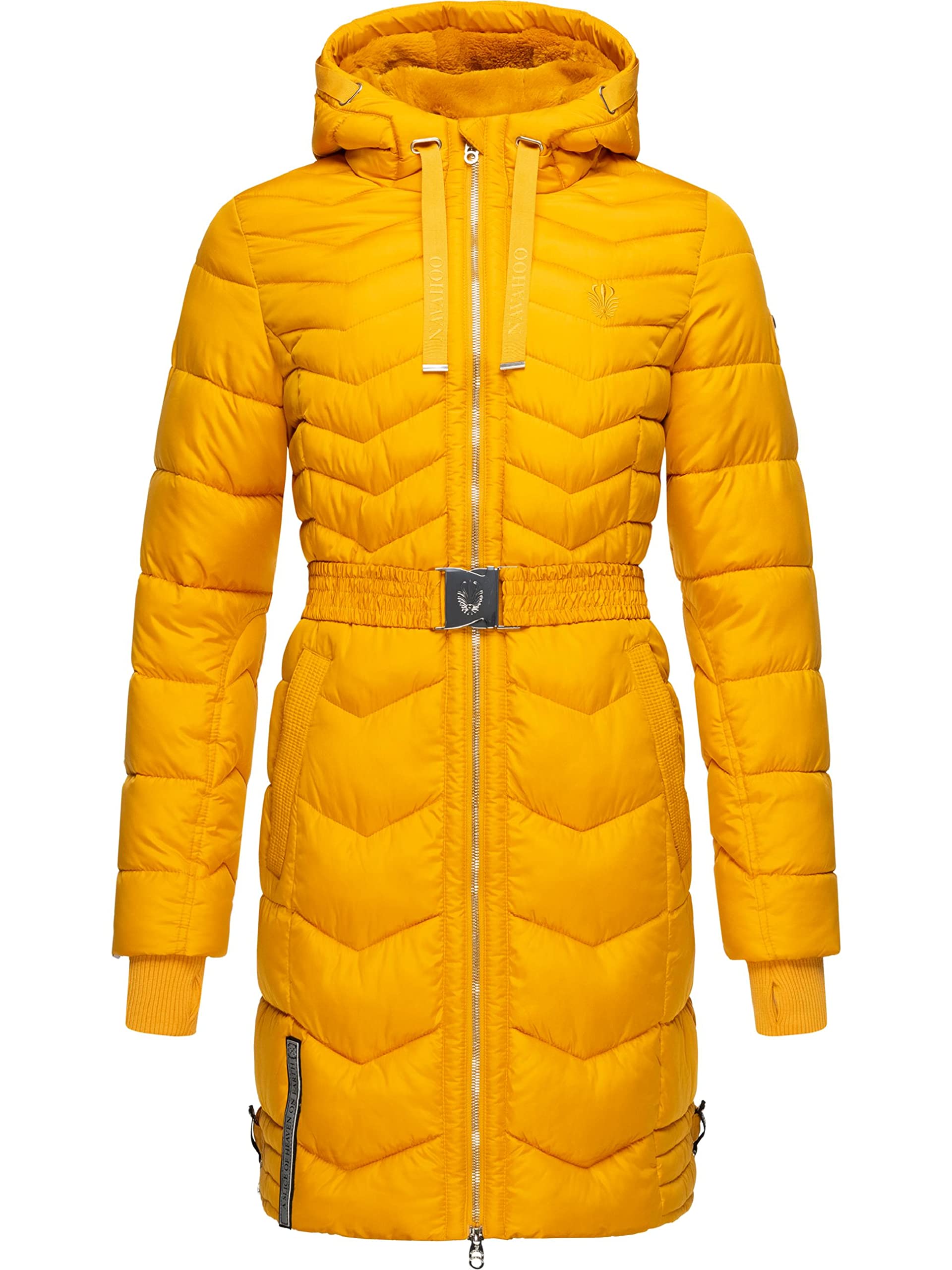 Navahoo Women's Yellow Winter Coat Quilted Coat Jacket With Waist Belt Cyclamen Xs - Xxl, Xs