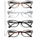 EYEURL 4-Pack Cat Eye Reading Glasses for Women Blue Light Glasses Fashion Computer Readers with Spring Hinge Anti-Glare Readers for Women 2.0