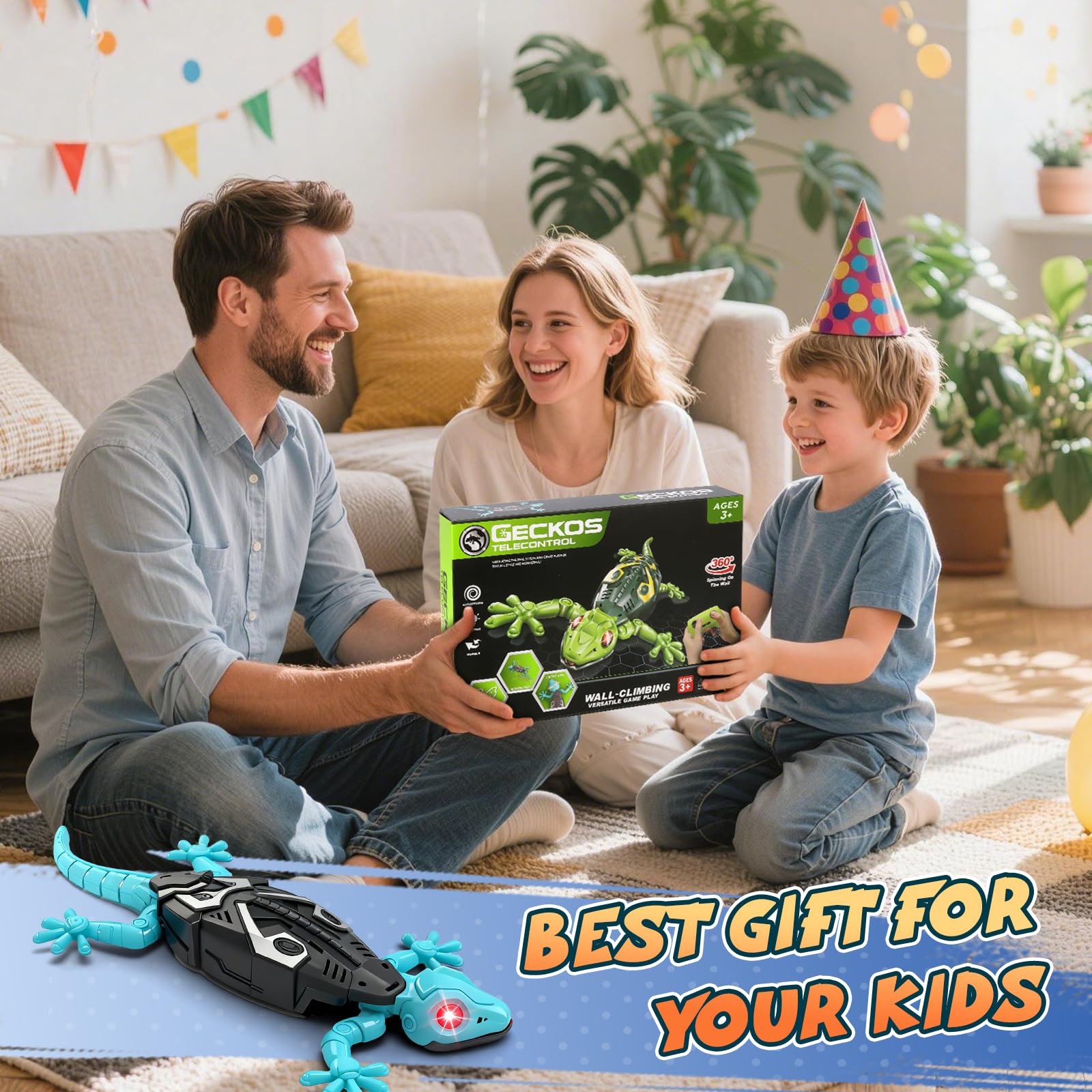 Geco da arrampicata a parete, geco da arrampicata a parete, con occhi a LED, robot RC ricaricabile girevole a 360°, geco da arrampicata a parete, per bambini dai 3 4 5 6 7 e 8 anni, regalo per